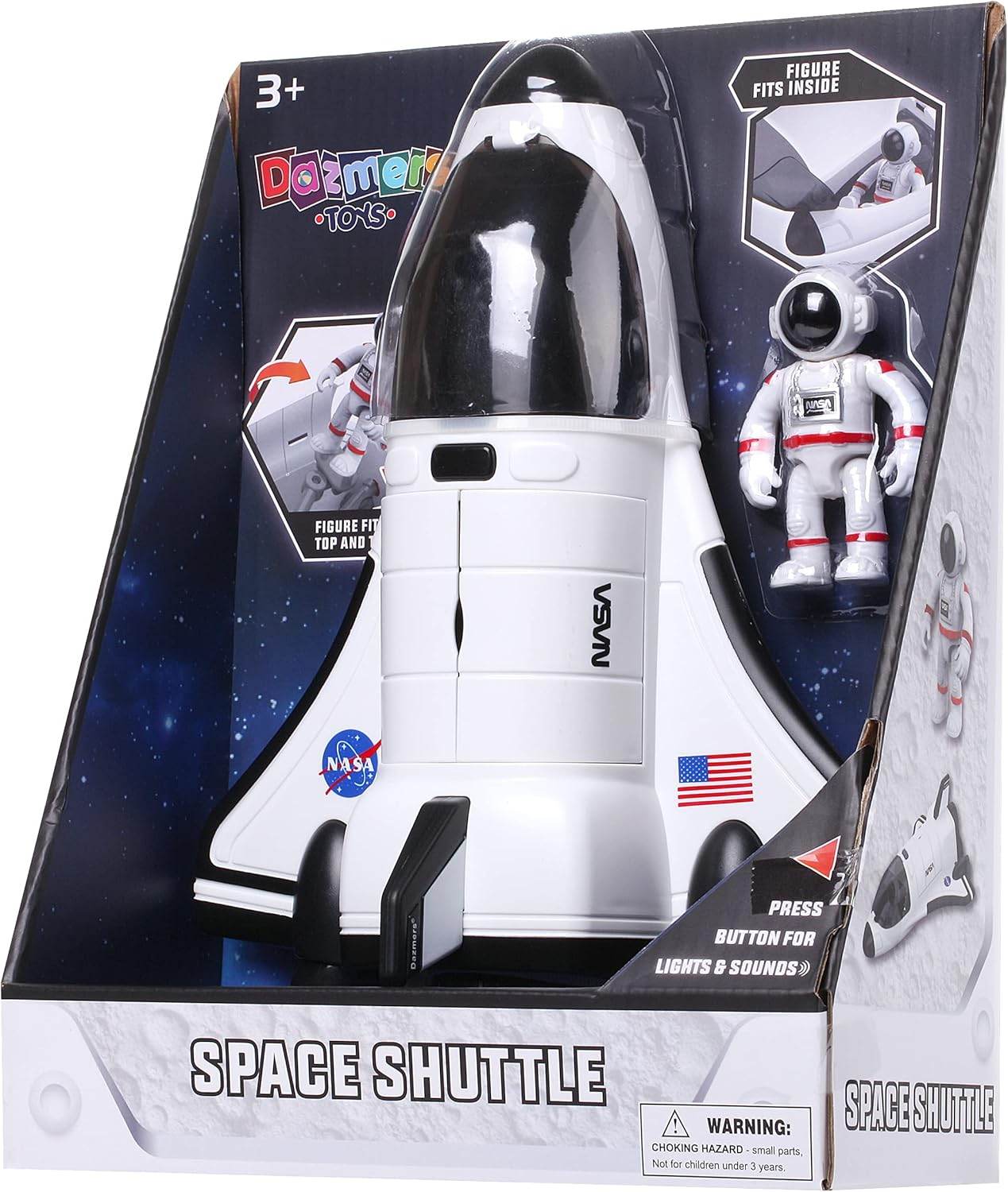 Space Shuttle Toy with Astronaut Figure, Lights Up with Light and Blast Off Sound Effects