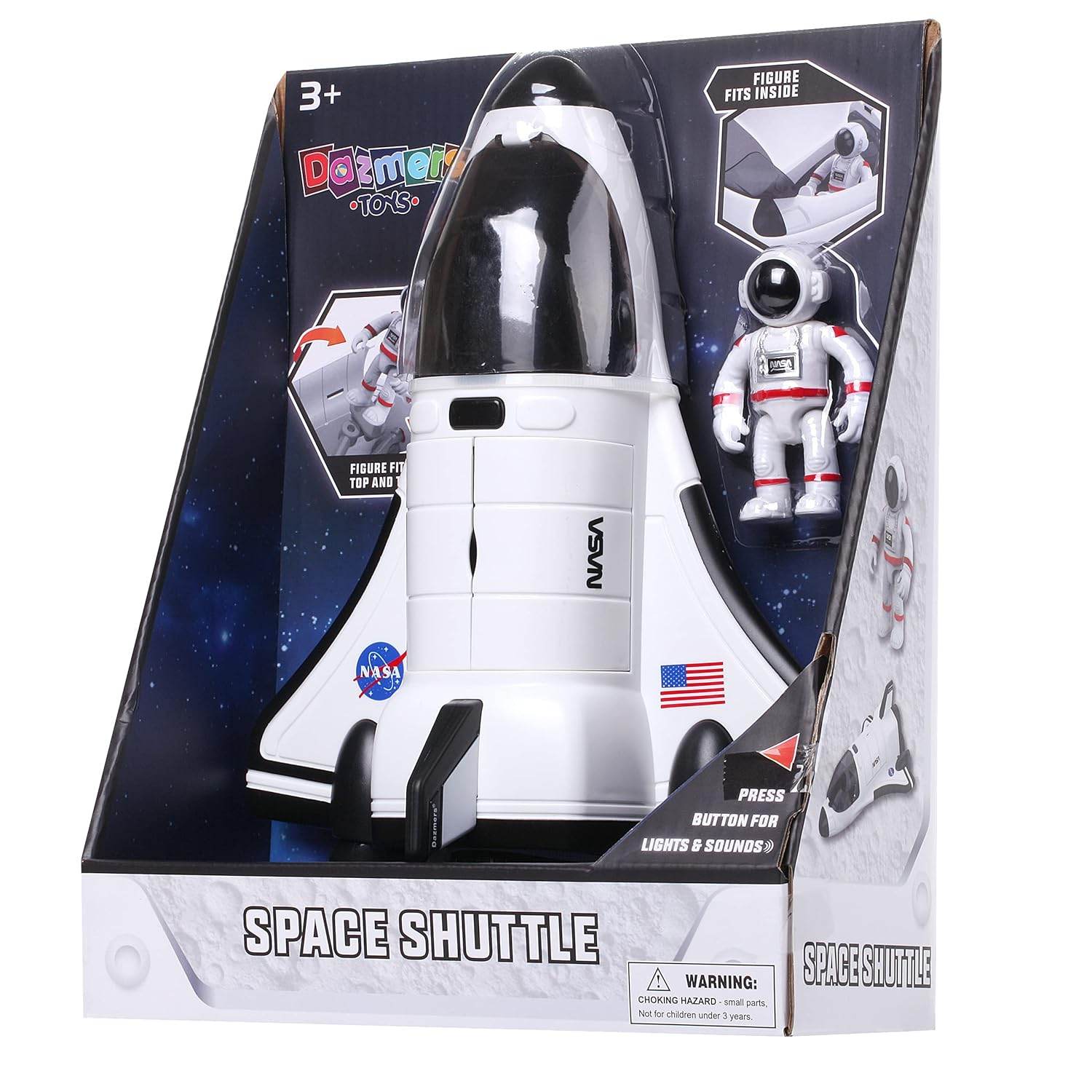 Space Shuttle Toy with Astronaut Figure, Lights Up with Light and Blast Off Sound Effects