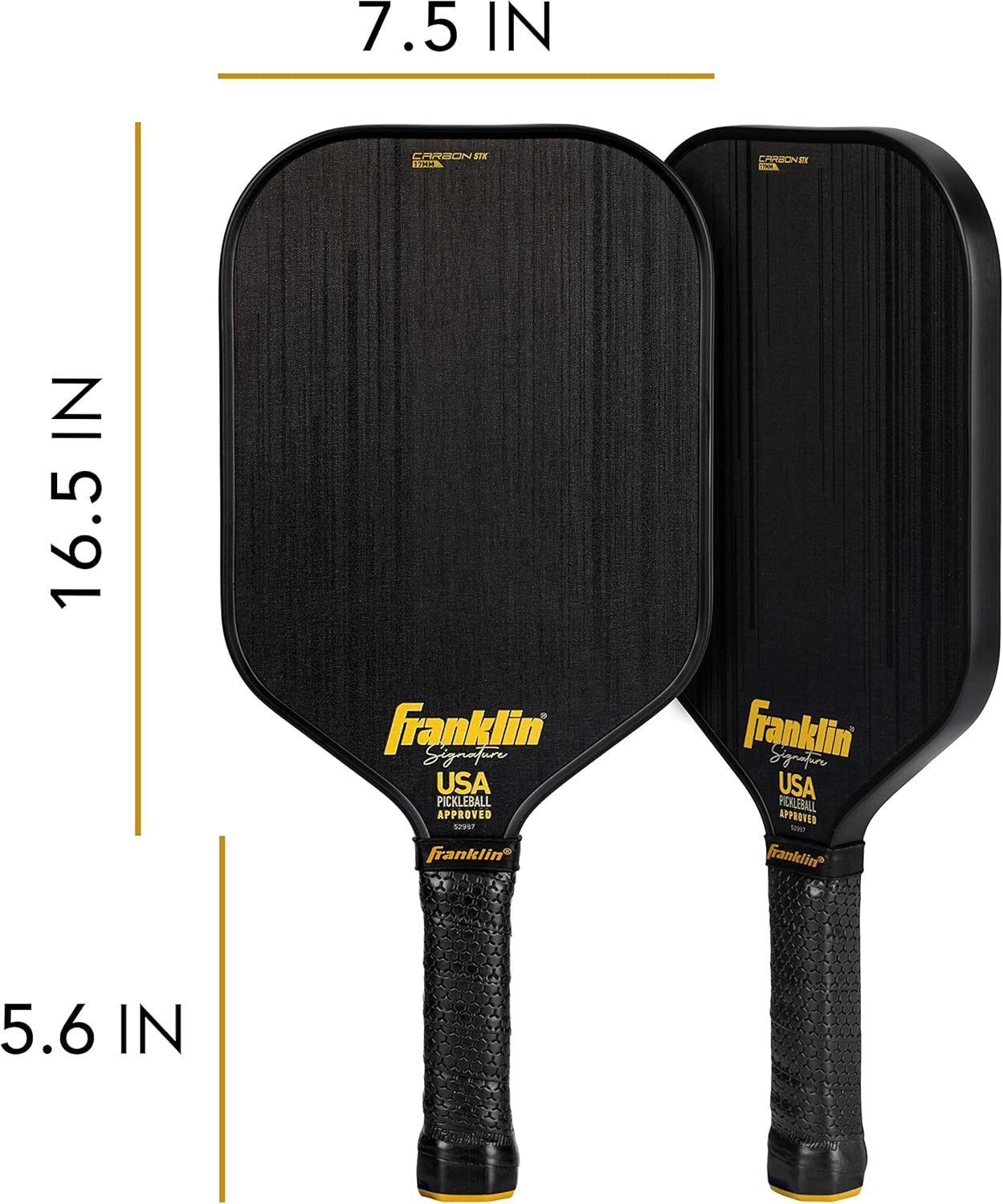 Franklin Sports Pro Pickleball Paddles - Signature Series STK Carbon Fiber Pickleball Paddle - USA Pickleball (USAPA) Approved Tournament Paddle - Polypropylene Core Pro Paddles - 14.5mm 16mm Cores 17mm
