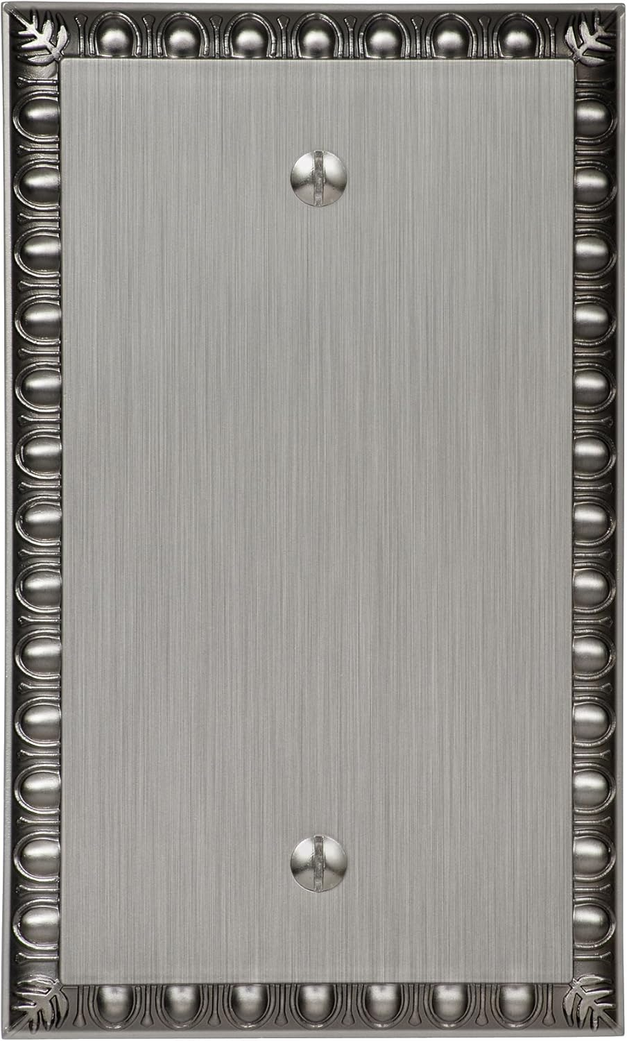 Amerelle Egg & Dart Single Blank Cast Metal Wallplate in Antique Nickel