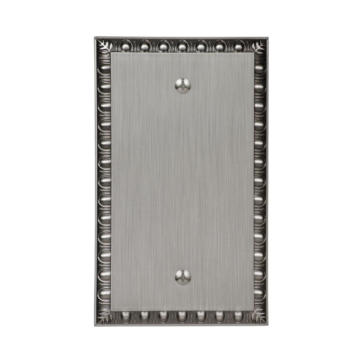 Amerelle Egg & Dart Single Blank Cast Metal Wallplate in Antique Nickel