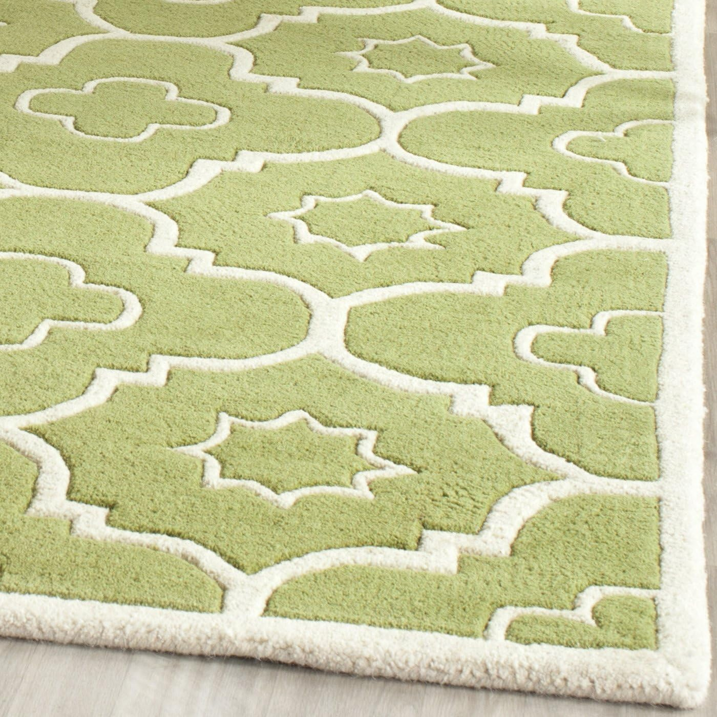 SAFAVIEH Chatham Diego Geometric Wool Area Rug, Green/Ivory, 3' x 5'