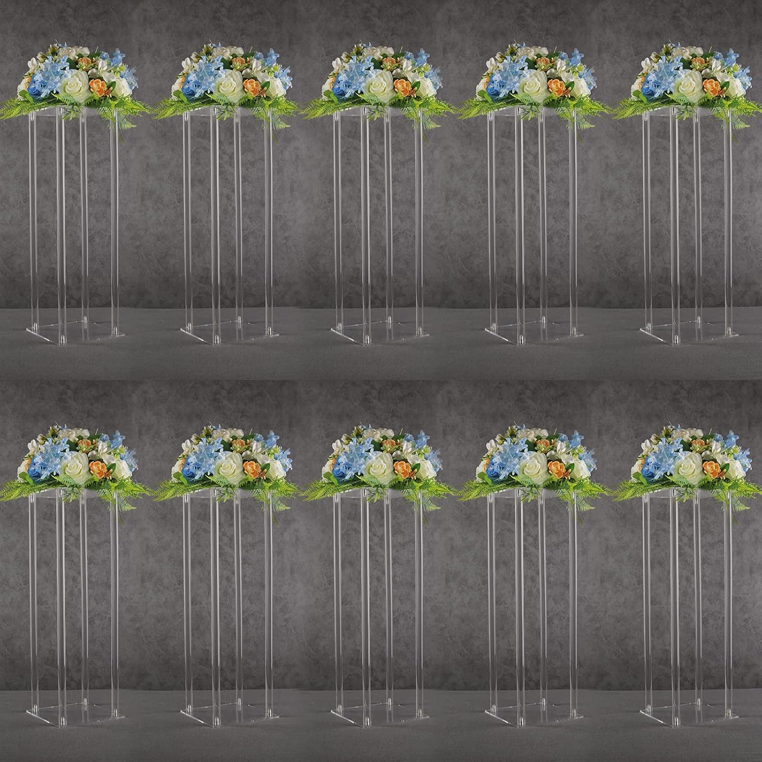 Clear Acrylic Tall Flower Stand Set for Weddings and Events