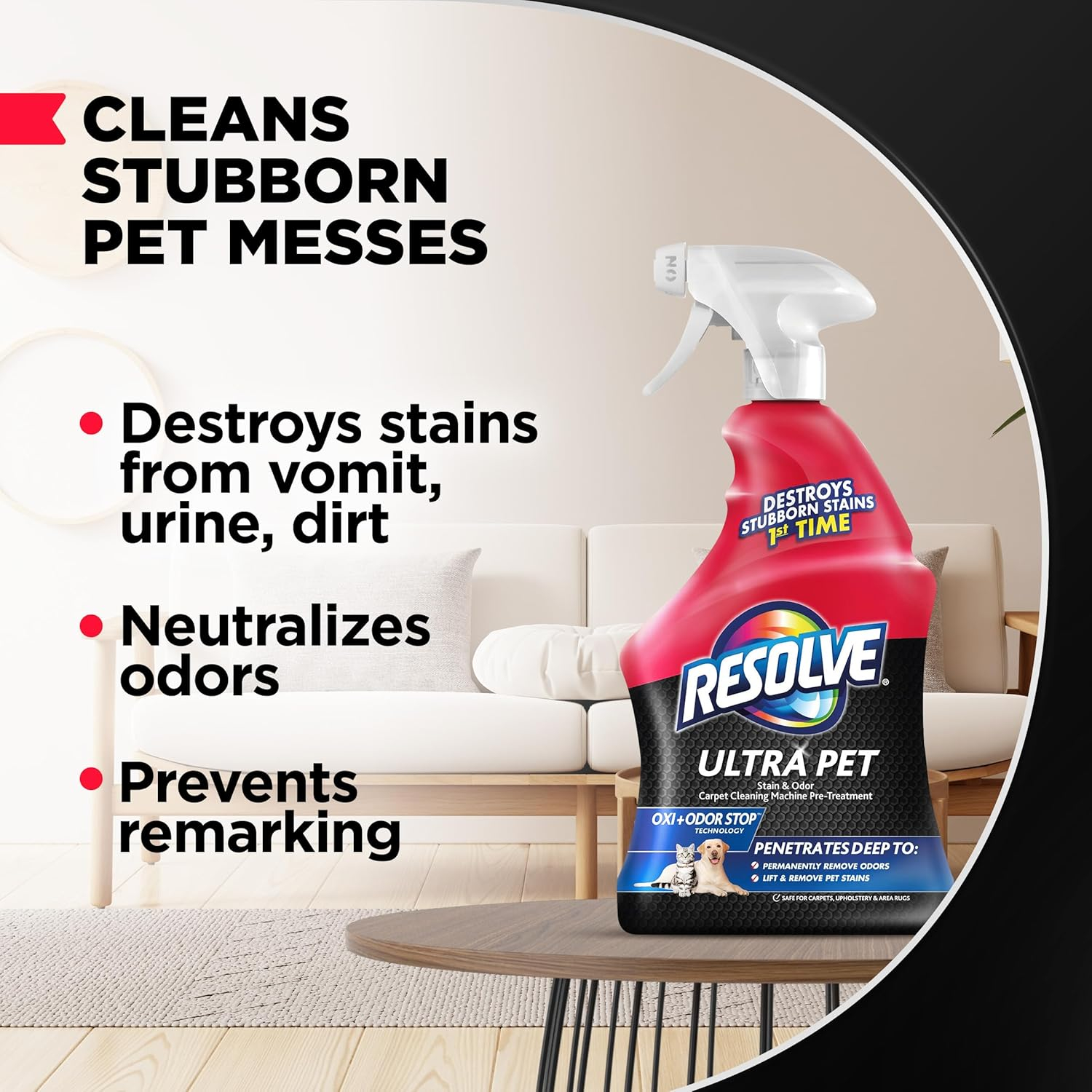 Resolve Ultra Pet Stain & Odor Remover, 32oz, Discourages Resoiling