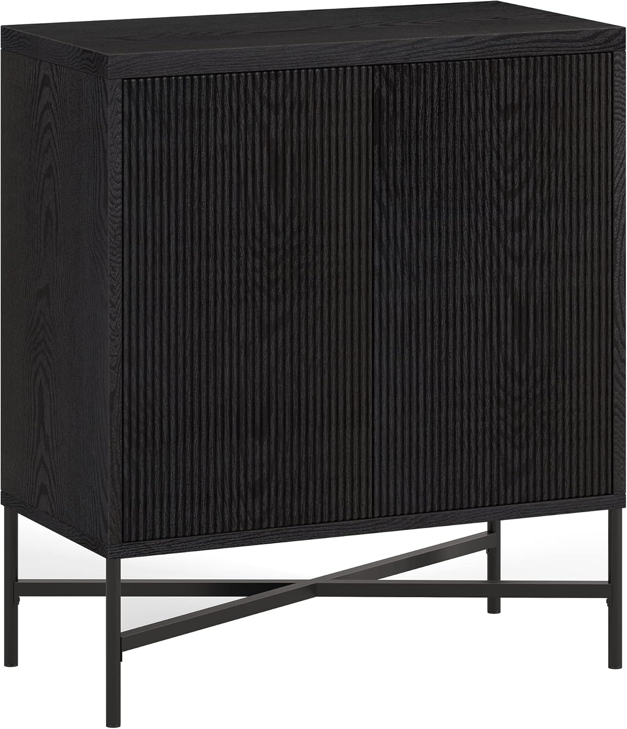 Evelyn&Zoe Brighton 28" Wide Rectangular Accent Cabinet, Black Grain