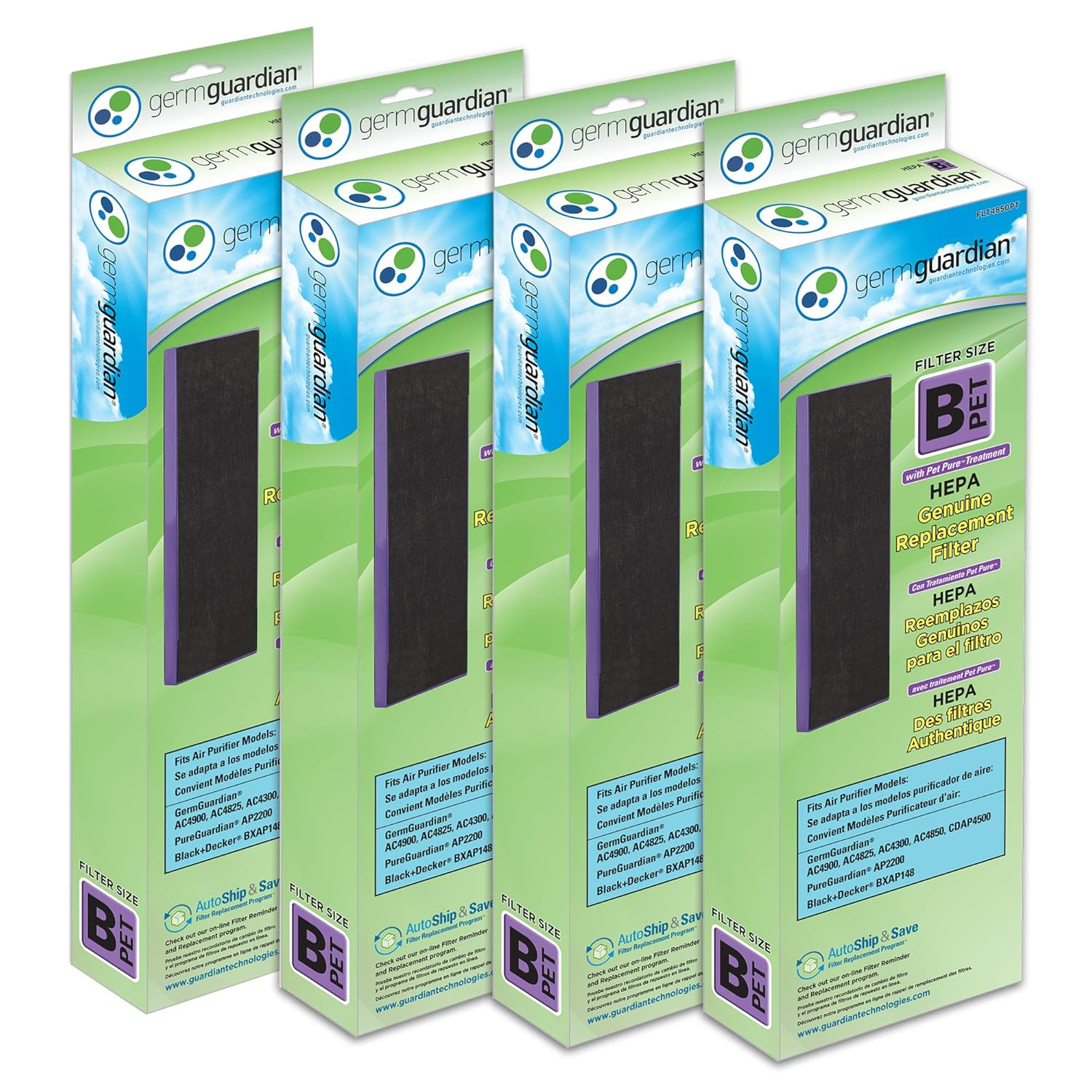 GermGuardian Air Purifier Replacement Filter B, FLT4825, HEPA Pure, AC4820, AC4825