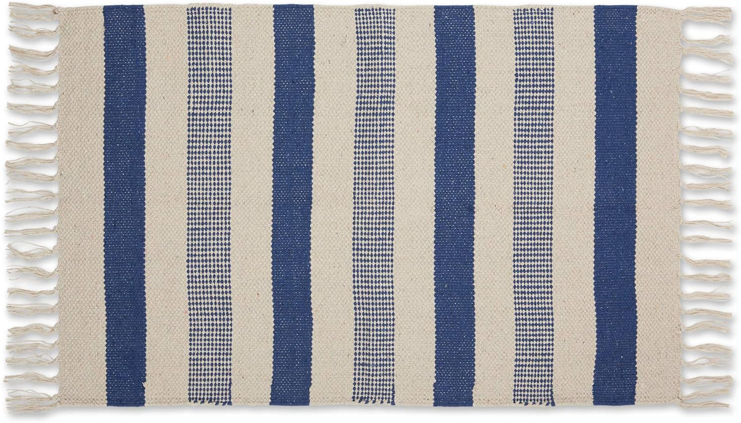 DII French Blue Combo Stripe Hand-Loomed Rug 2x3 Ft