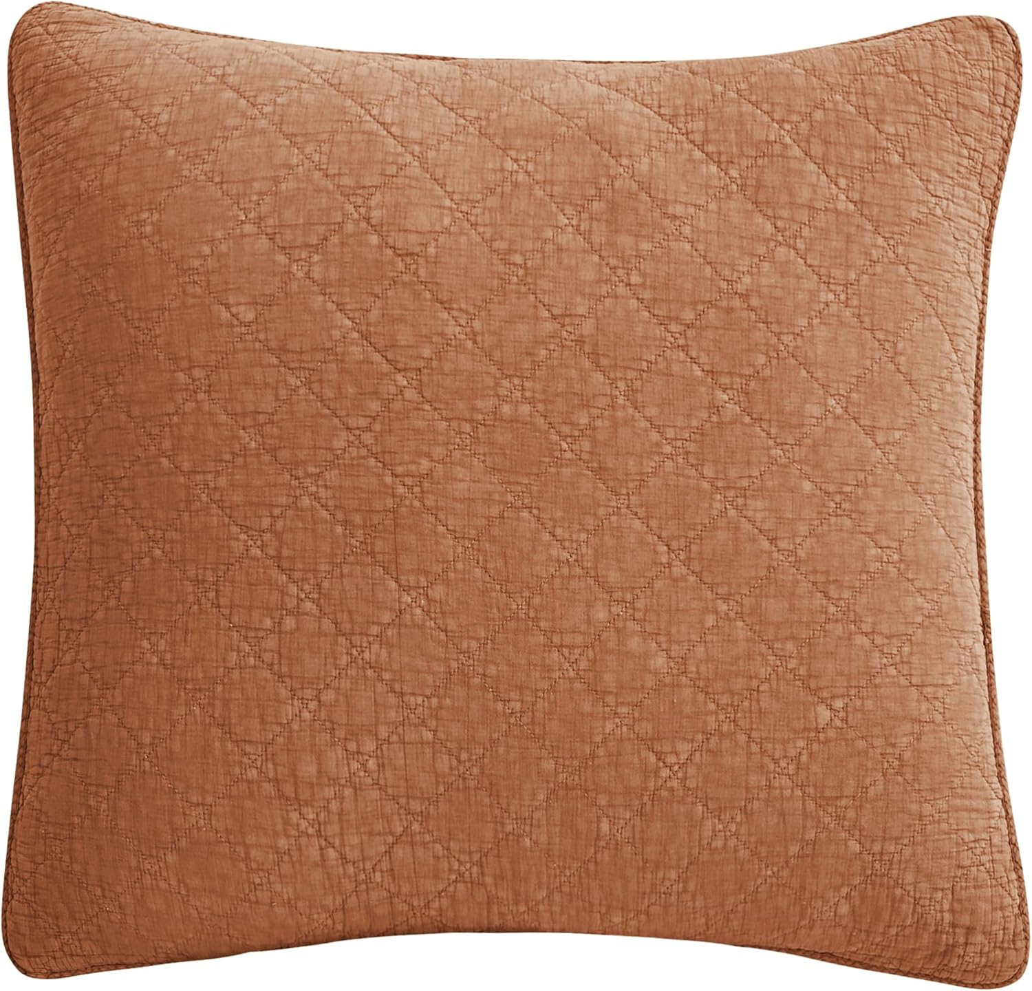 HiEnd Accents Cotton Gauze Euro Sham, 27x27 inch, Copper Solid Color, Soft Textured Cotton Pillowcases, Classic Chic Casual Modern Rustic Quilted Pillow Shams