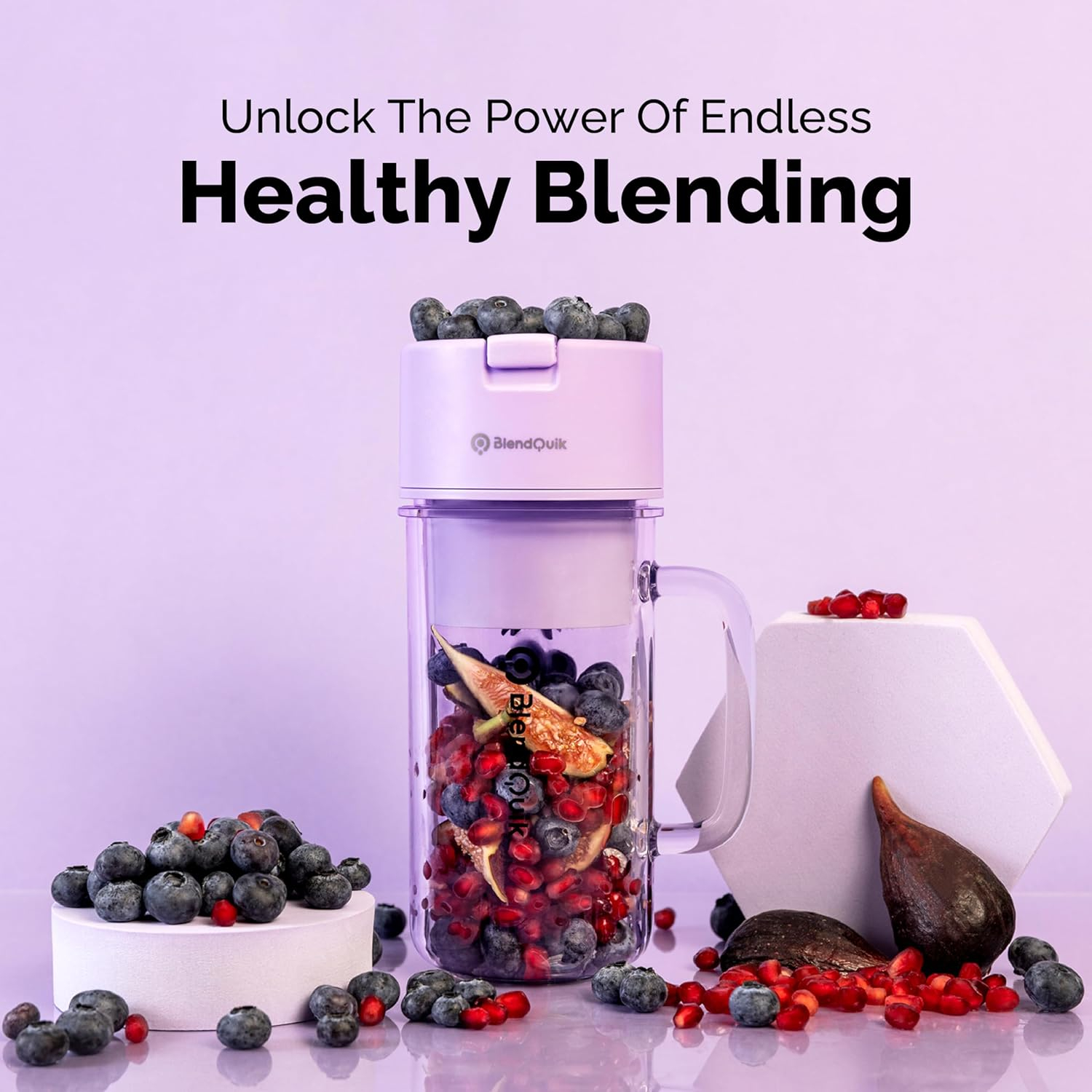 Personal Portable Blender For Shakes & Smoothies, Leakproof & Stylish Portable Mason Jar Shaker, Rechargeable Mini Blender with 10-Blade Blending System 14oz, Purple