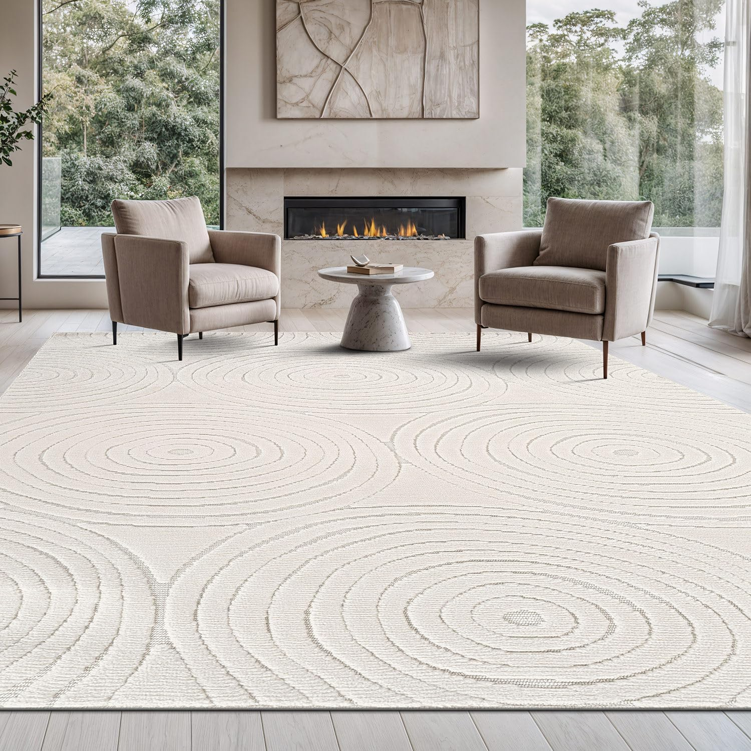 Cloudy Touch White 5 x 7 ft. Circular Indoor Area Rug