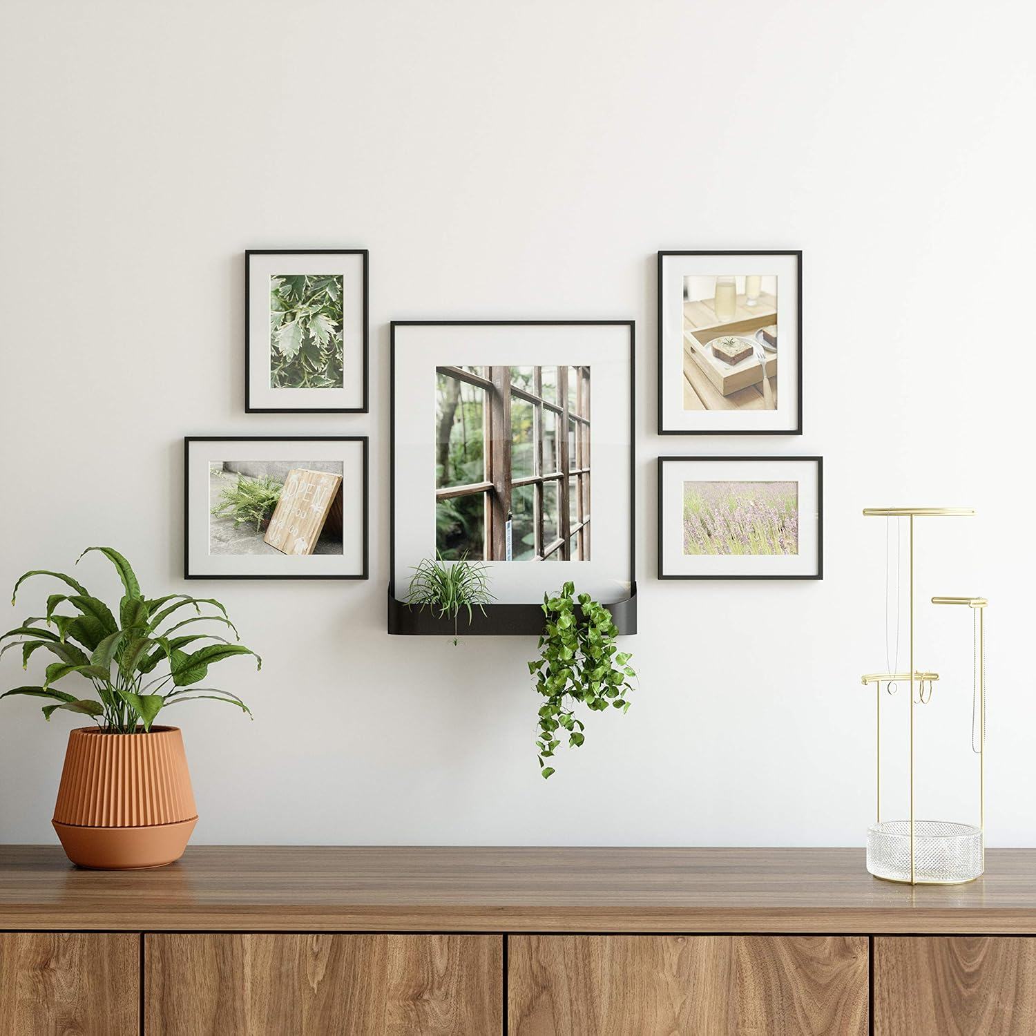 Hokku Designs Downey Black Picture Frame - Set of 5 with Mat