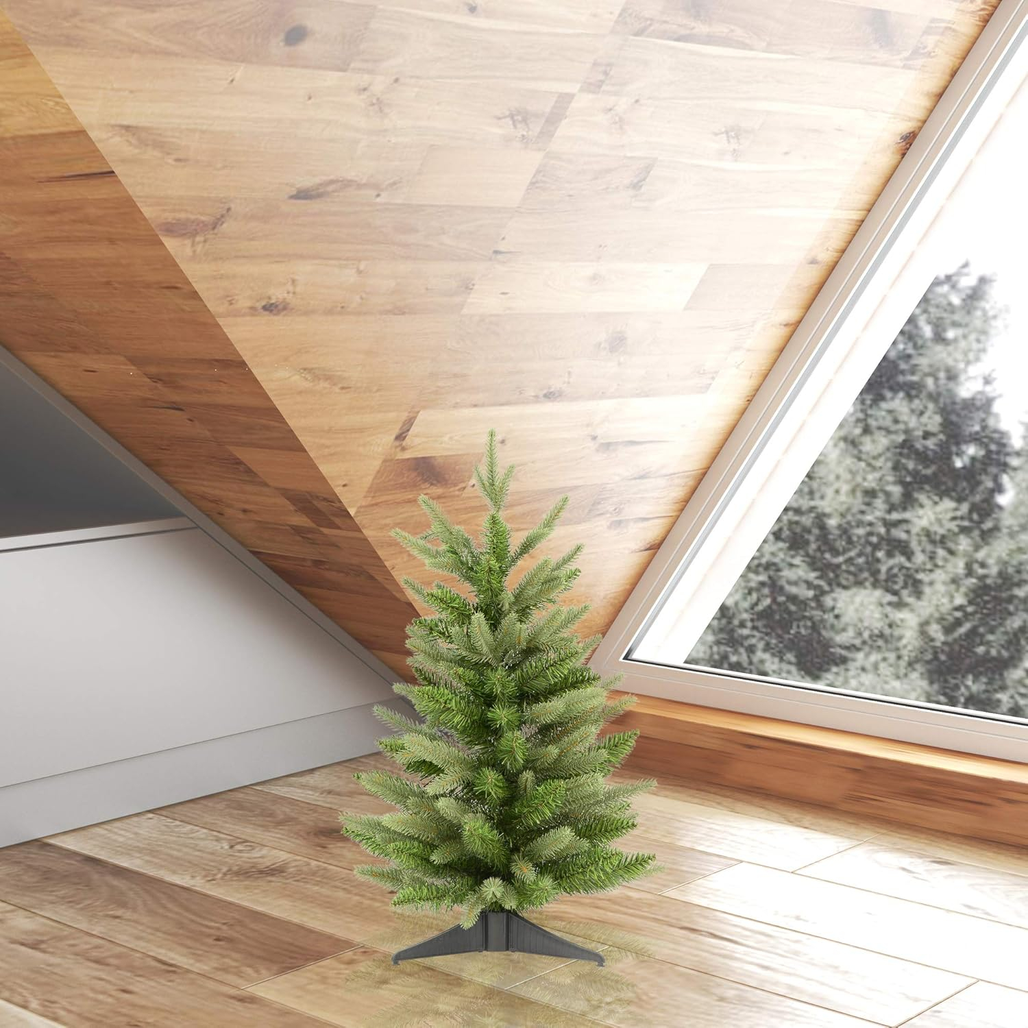 Vickerman 24" Fraser Fir Artificial Christmas Tree, Unlit - Faux Table Top Christmas Tree - Seasonal Indoor Home Decor