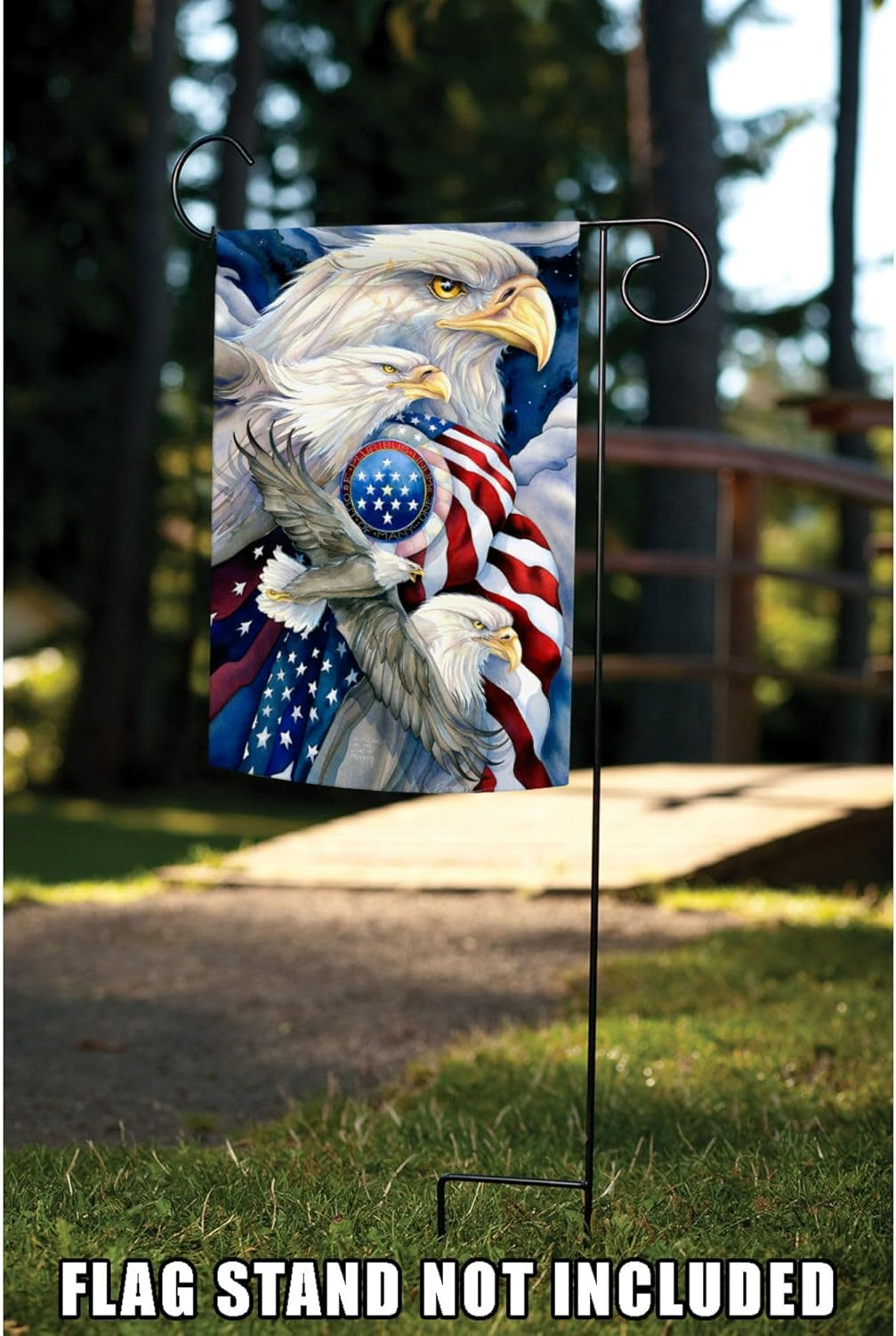 Toland Home Garden Stand In Unity Bald Eagle Patriotic Flag Double Sided 12x18 Inch