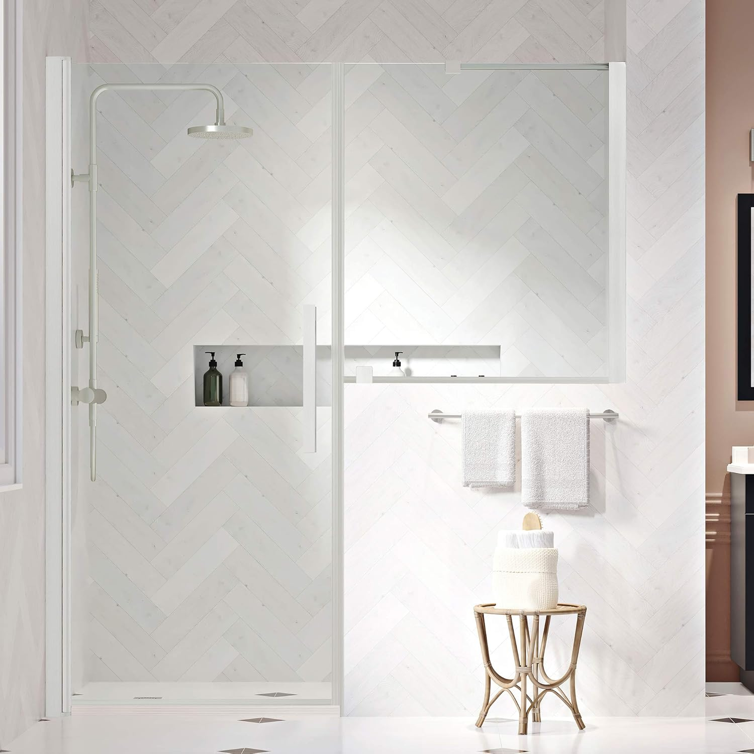 OVE Decors Endless PA05A0100 Pasadena, Buttress Alcove Frameless Shower Door, 57 13/16 to 59 13/16 in. W x 72 in. H, in Chrome