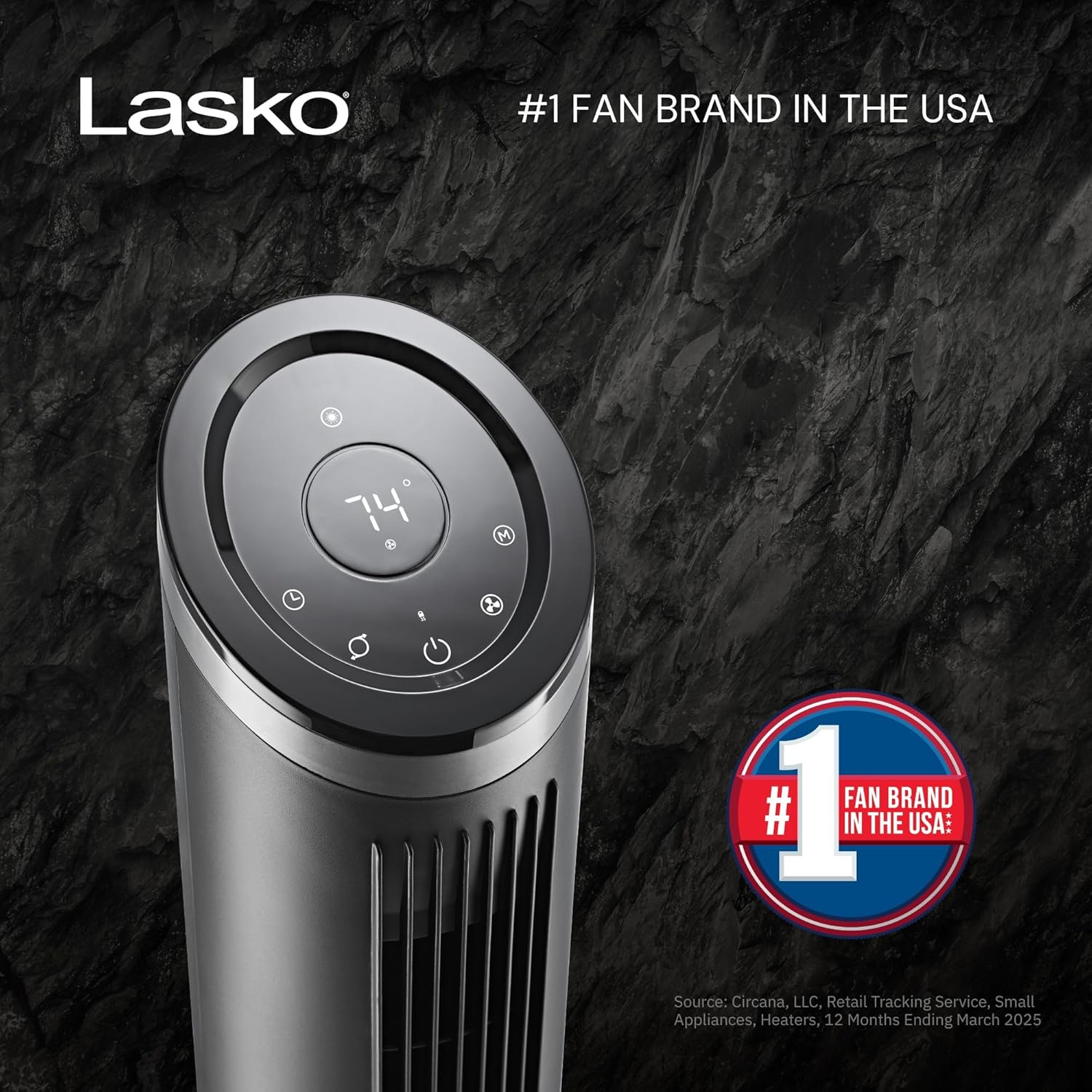 Lasko Apex 42" Oscillating Tower Fan with 6-Speeds, 12-Hr Timer, High Velocity, Remote Control, Black