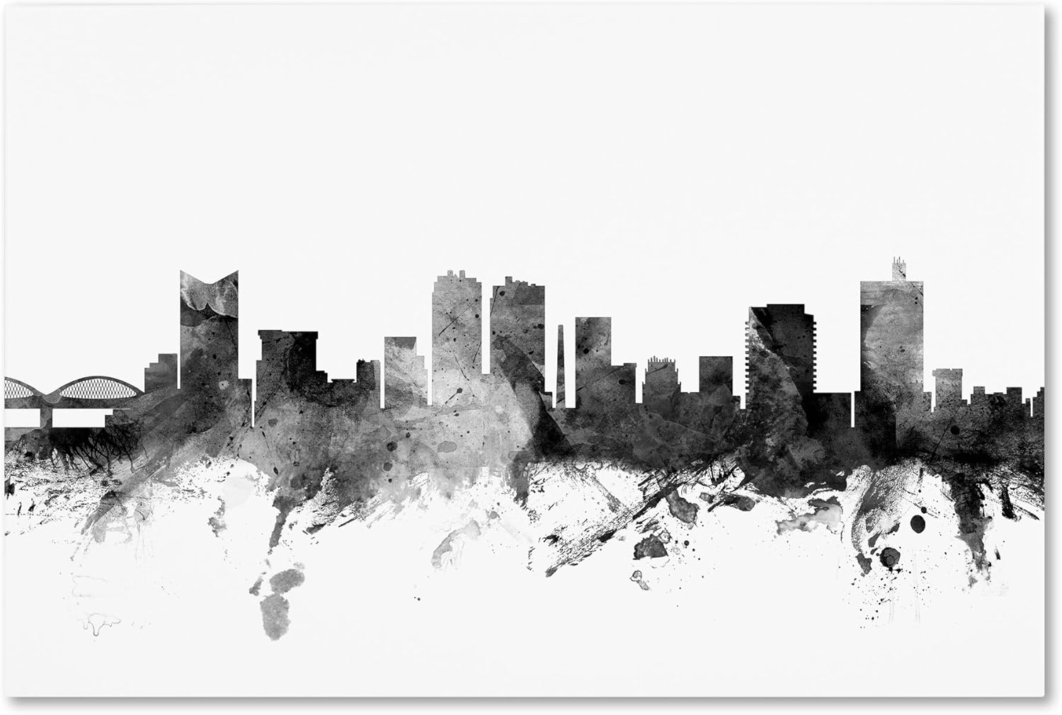 Trademark Fine Art MT1088-C1624GG Fort Worth Texas Skyline B&W by Michael Tompsett, 16x24-Inch, 16 in x 24 in