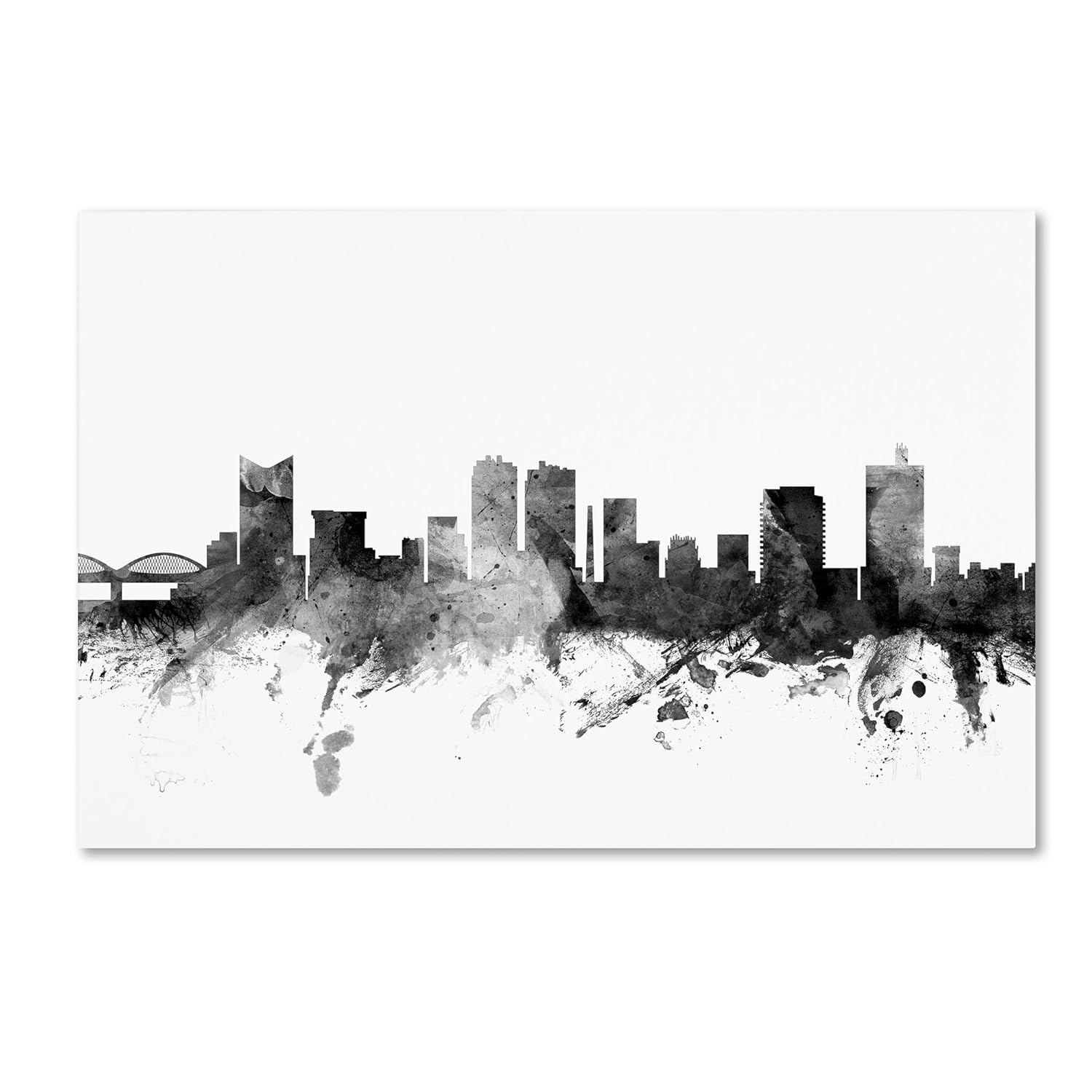 Trademark Fine Art MT1088-C1624GG Fort Worth Texas Skyline B&W by Michael Tompsett, 16x24-Inch, 16 in x 24 in