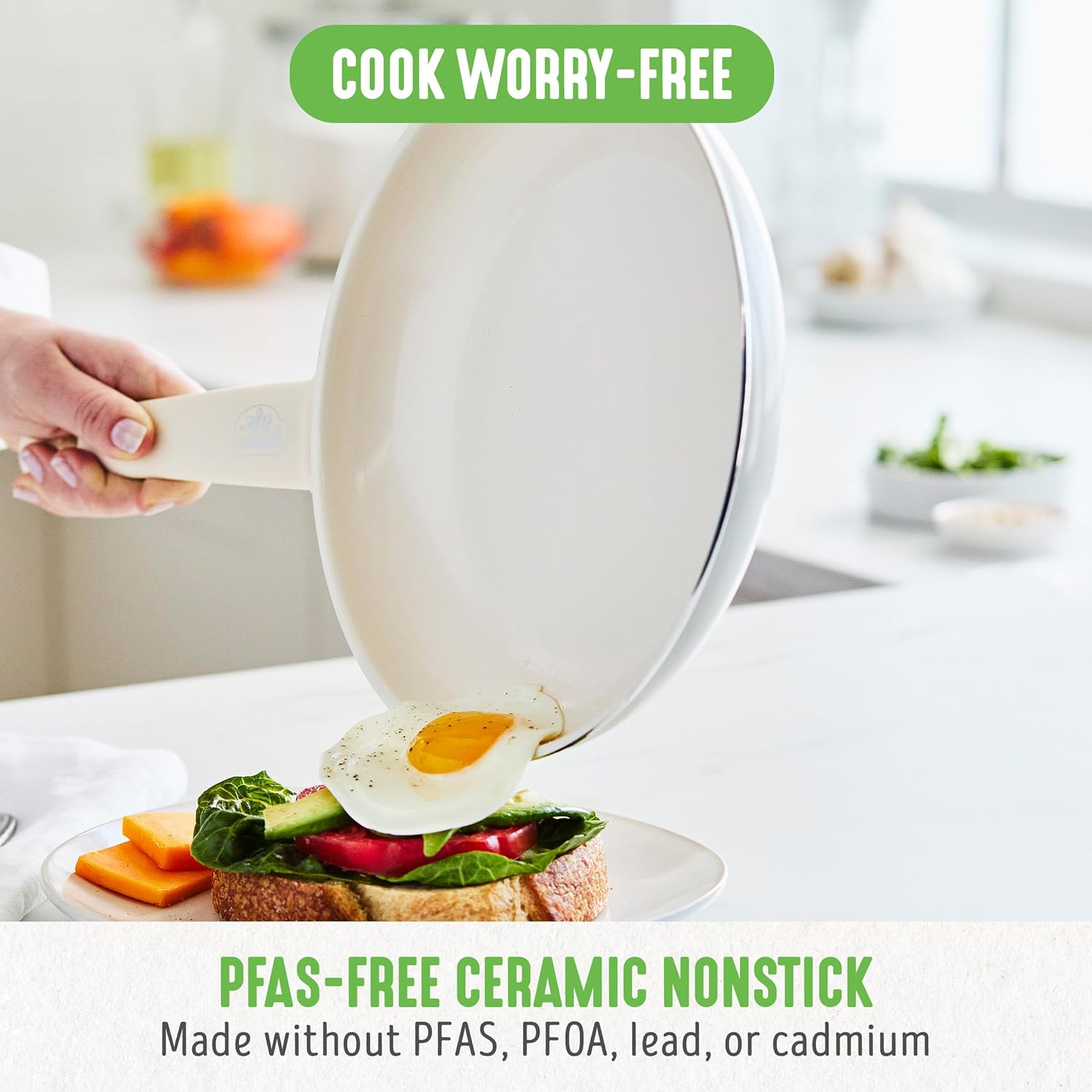 Soft Grip 16-Piece Aluminum Healthy Ceramic Nonstick Cookware Set in Cream
