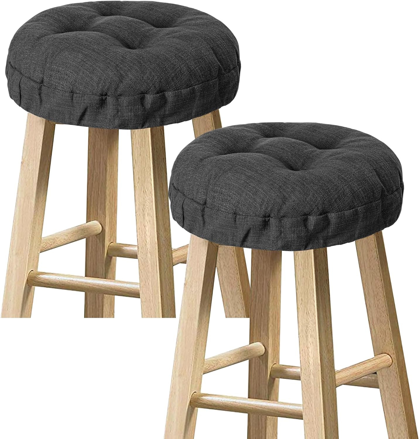 Sunlit Bar Stool Covers - Set of 2 Round Bar Stool Seat Covers, Soft and Cushioned Bar Chair Covers, Easy to Install and Wash, Cover Only, 12 Inch Diameter, Black