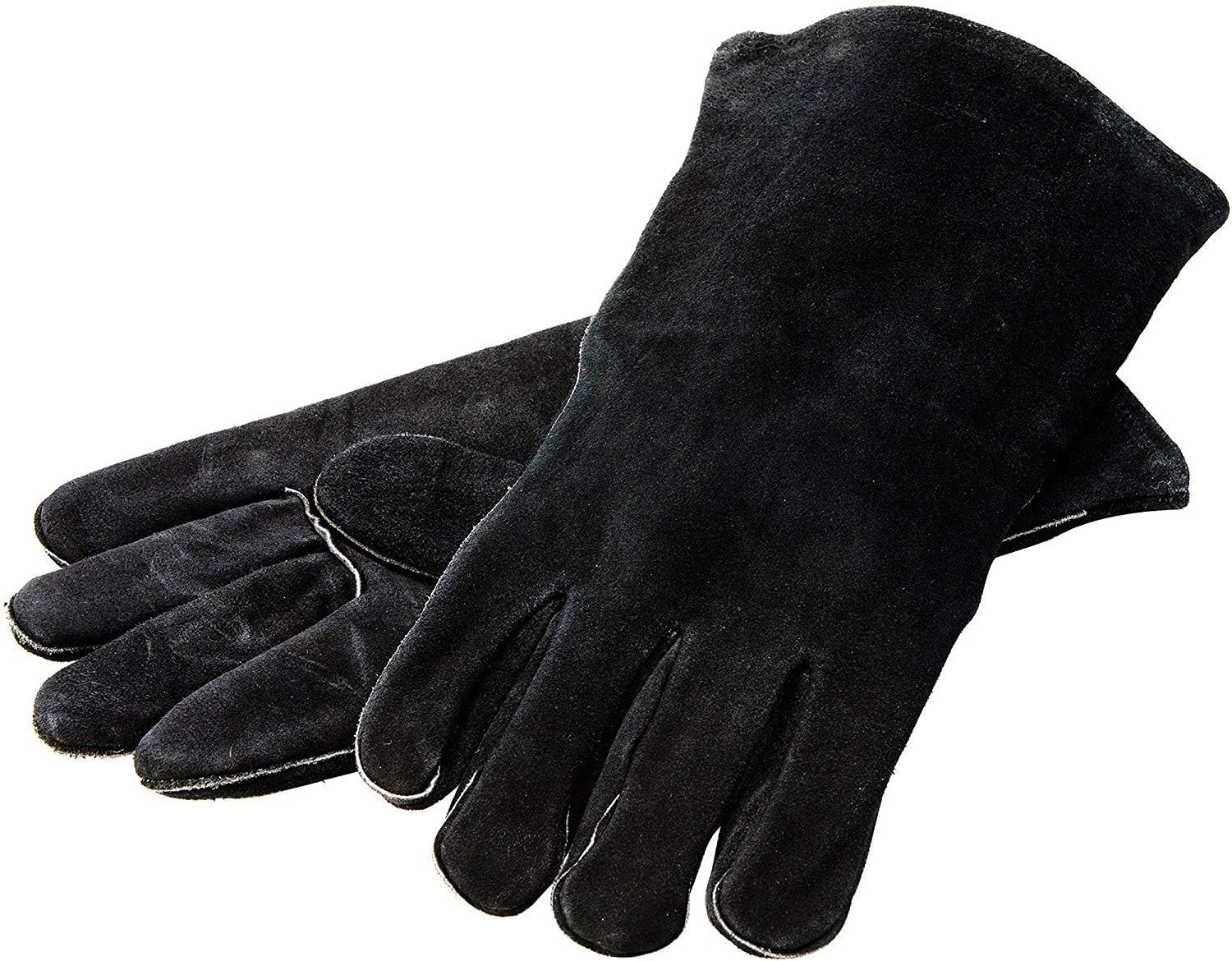 Black Leather Heat-Resistant Cooking Gloves, One Size