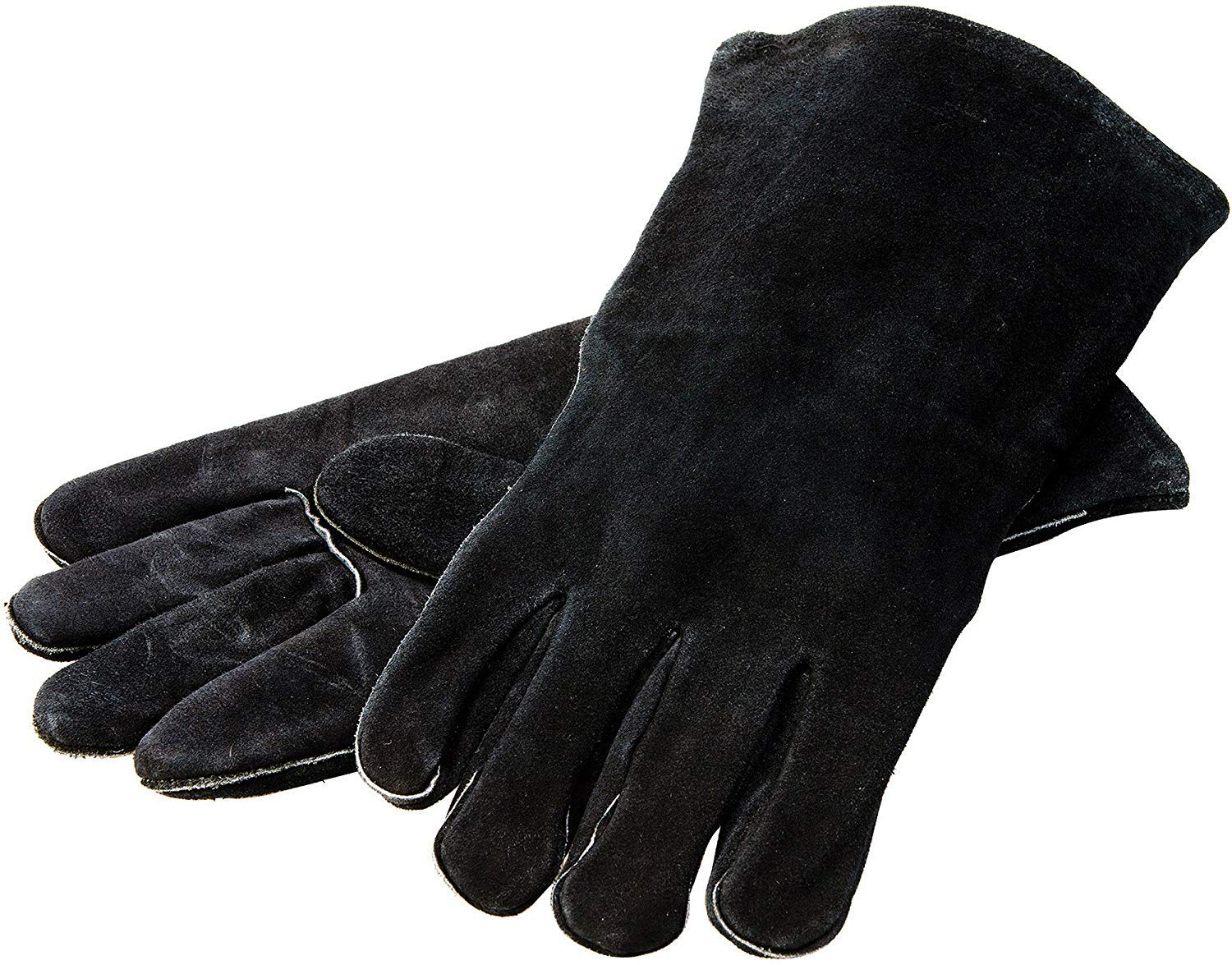 Black Leather Heat-Resistant Cooking Gloves, One Size