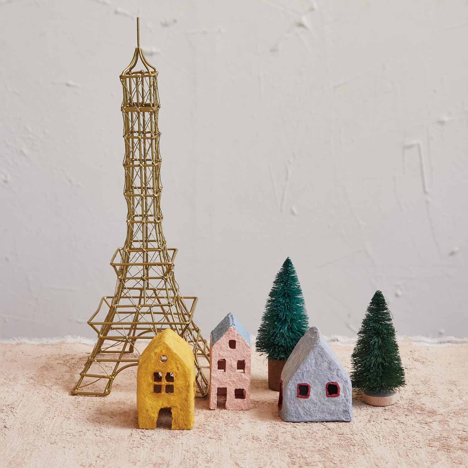 Antique Brass Metal Wire Eiffel Tower Figurine, 13" Height