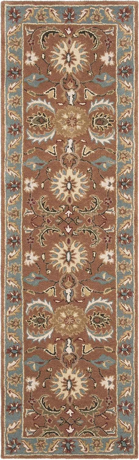 SAFAVIEH Heritage Anglia Traditional Wool Area Rug, Brown/Blue, 6' x 9'