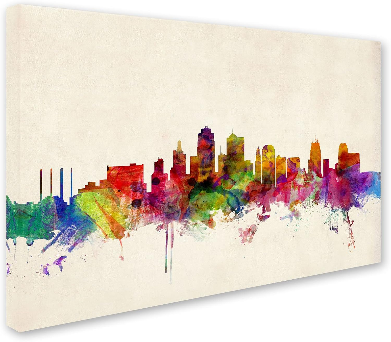 Trademark Fine Art "Kansas City Watercolor Skyline" Canvas Art by Michael Tompsett