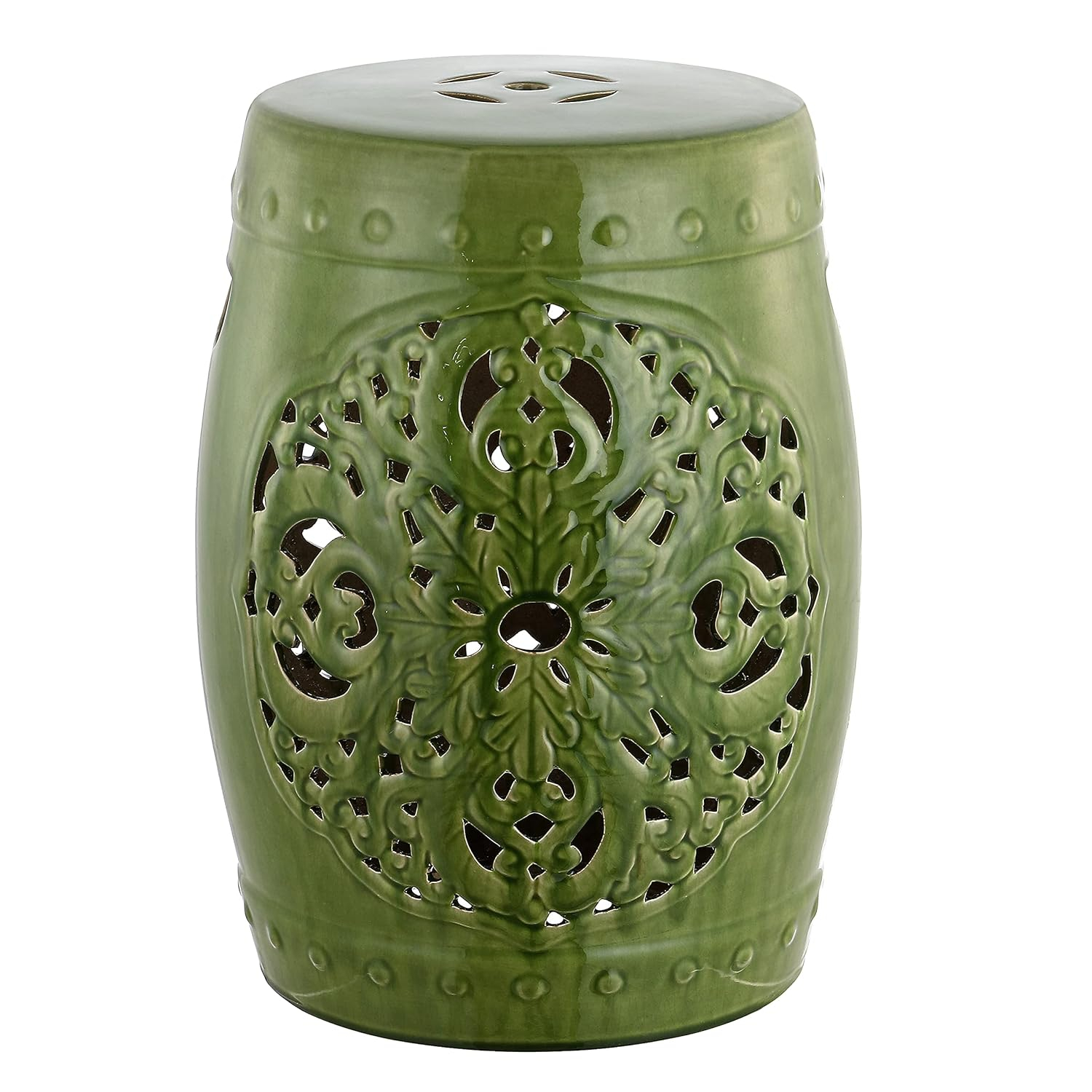 Safavieh Solid Floral Garden Indoor/Outdoor Patio Stool, Green