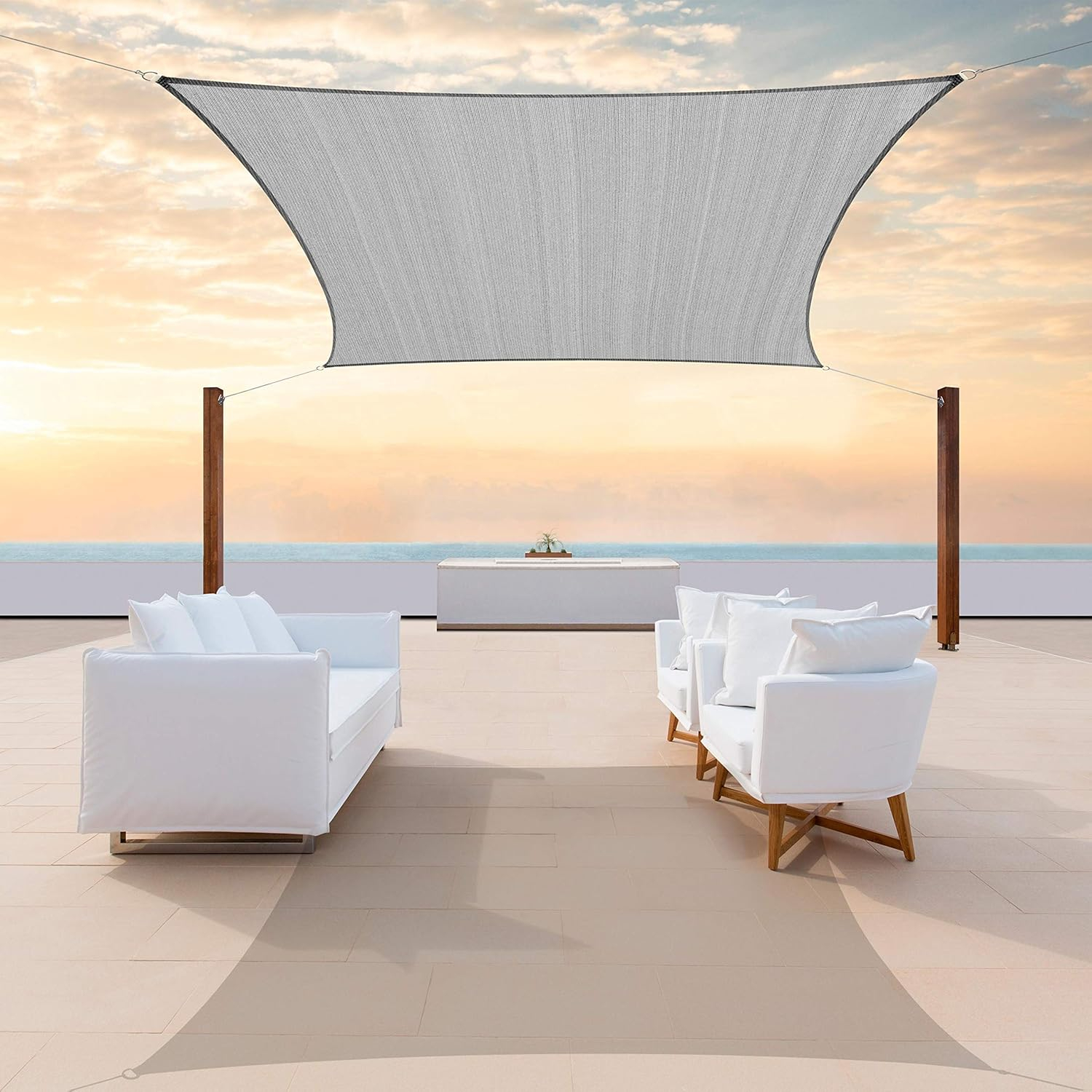 ColourTree 16' x 20' Grey Rectangle - CTAPR1620 Sun Shade Sail Canopy Mesh Fabric UV Block UPF50 - Commercial Heavy Duty - 190 GSM - 3 Years Warranty