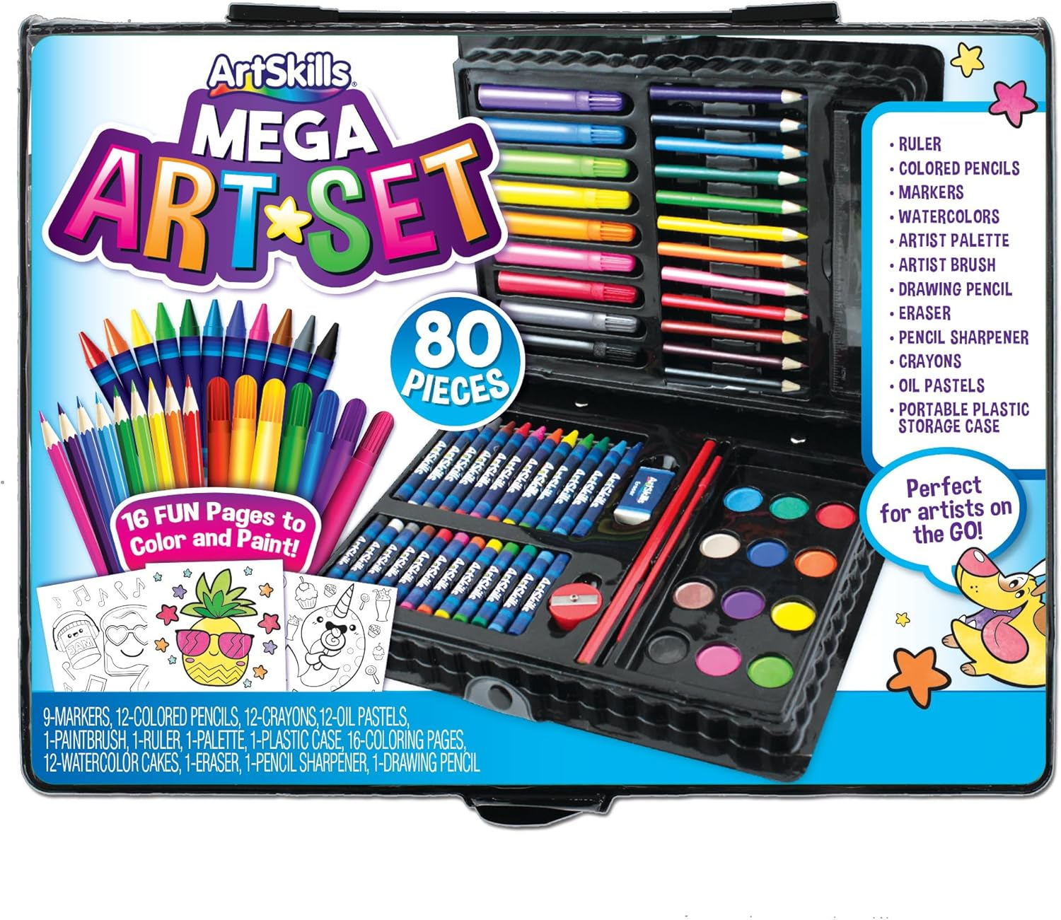 ArtSkills Multi-Medium Complete Art Kit for Beginner Unisex Kids and Teens, Drawing Set, 80 Pieces