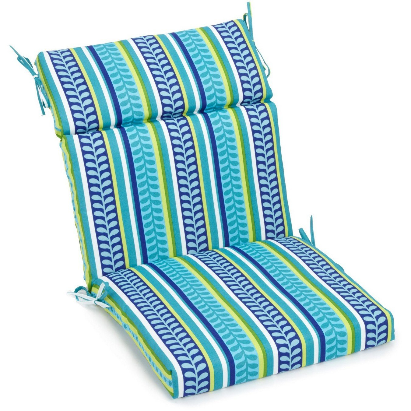 Azure Blue and Green Polyester Outdoor Chair Cushion