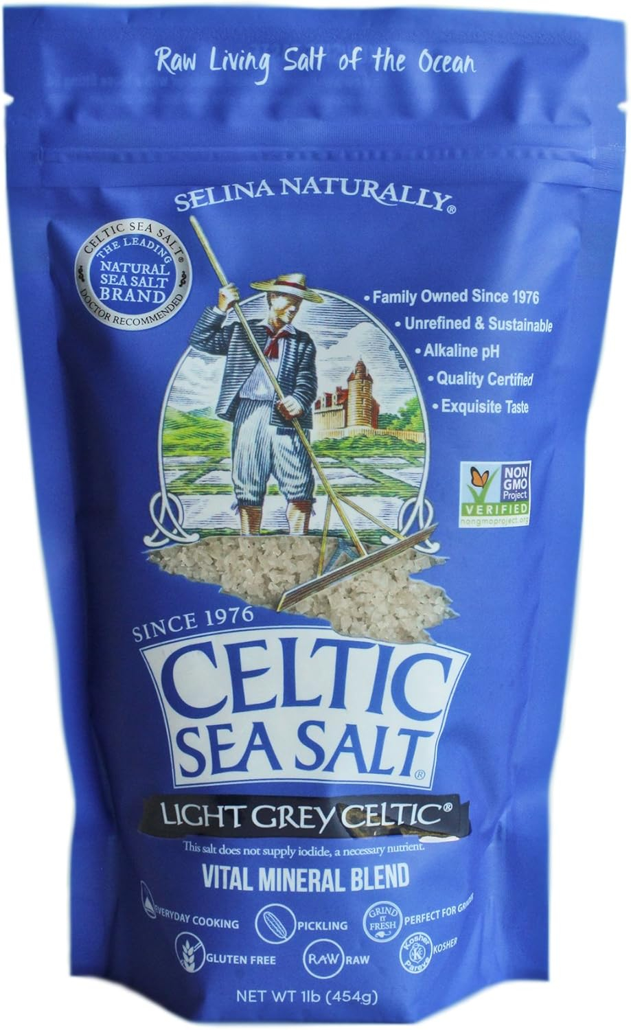 Celtic Sea Salt Light Grey Coarse Sea Salt, 16 oz Bag
