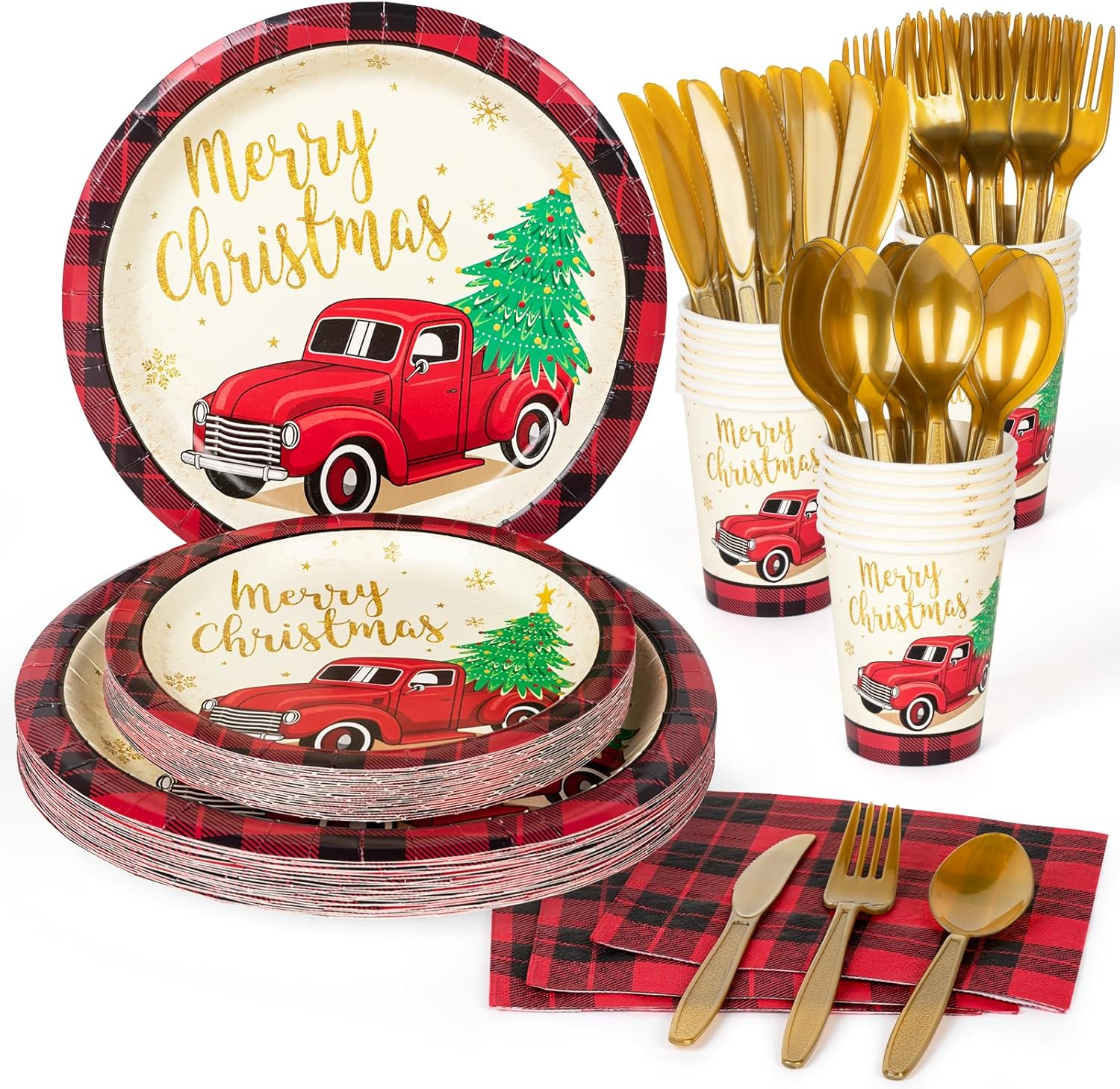OPTERWQ Disposable Christmas Flatware Set