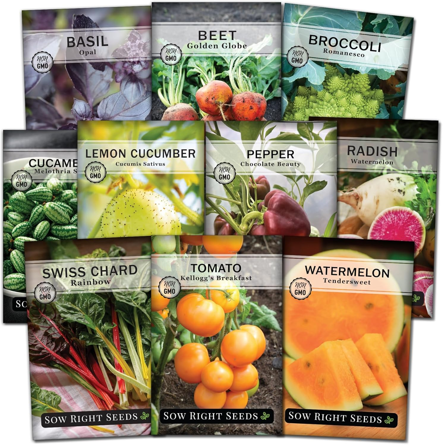Exotic Vegetable Garden Seed Collection - Non GMO Varieties - 10 Count