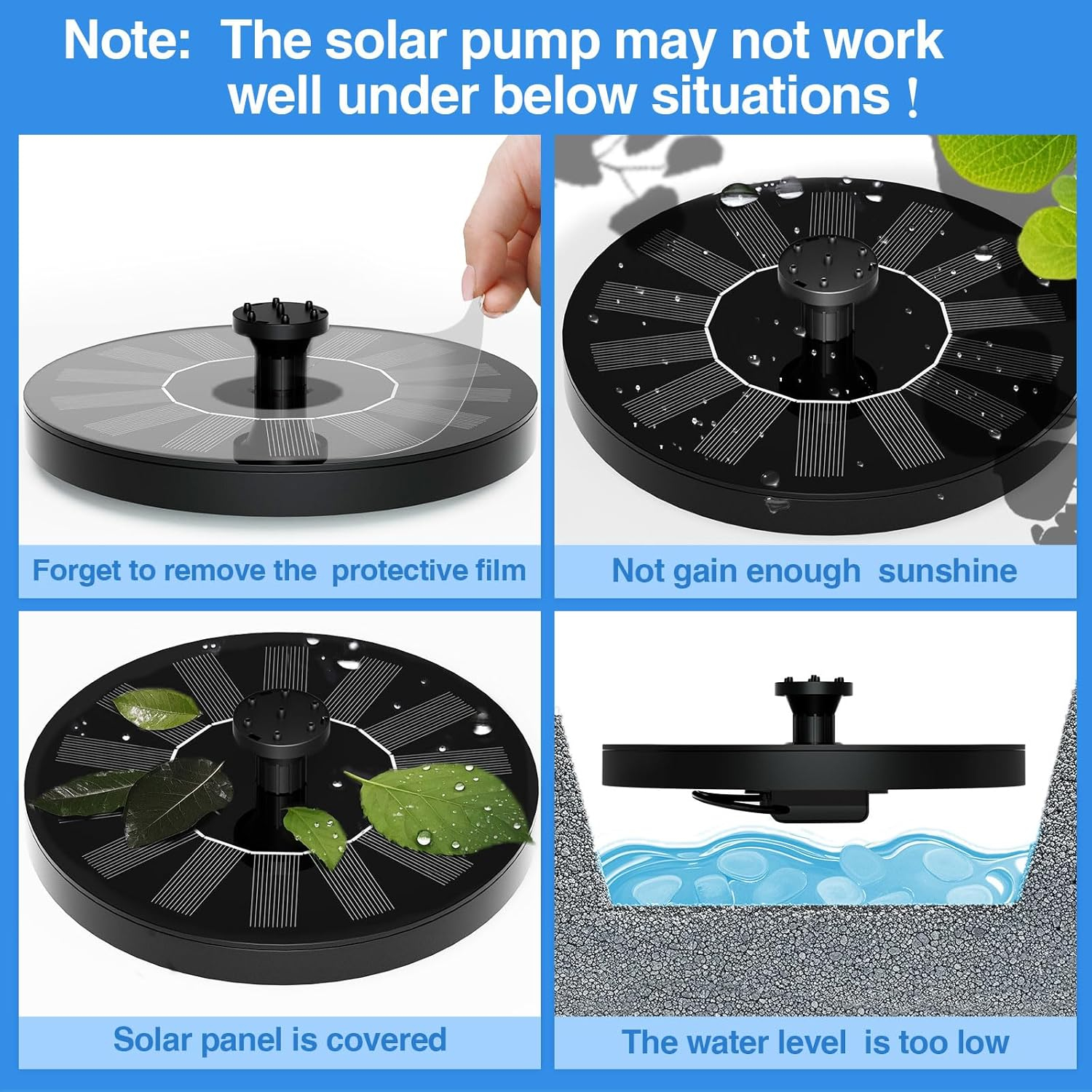 Solar Fountain, Floating Solar Powered Water Fountain Pump for Bird Bath, Garden, Pond, Pool, Outdoor (1.4W)