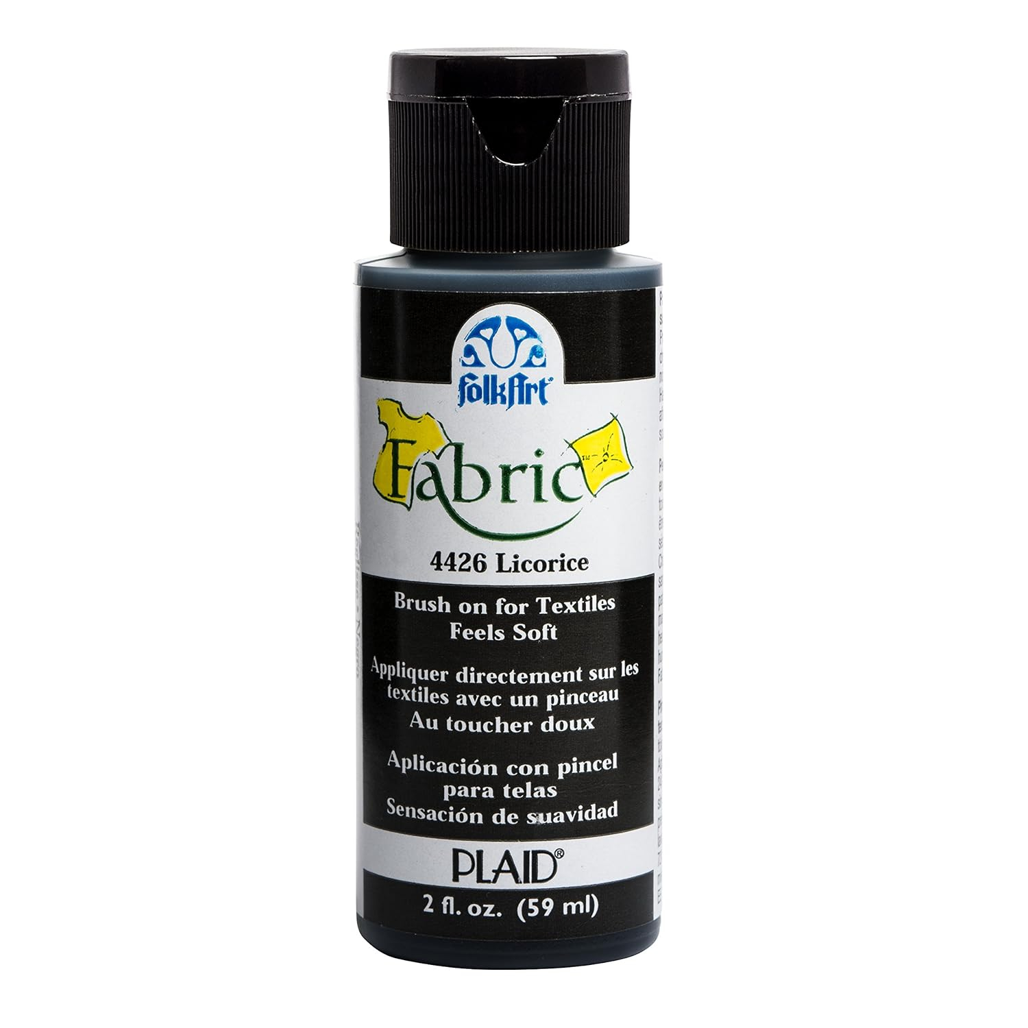 FolkArt 4426 Fabric Brush On Acrylic Paint, 2 oz, Licorice