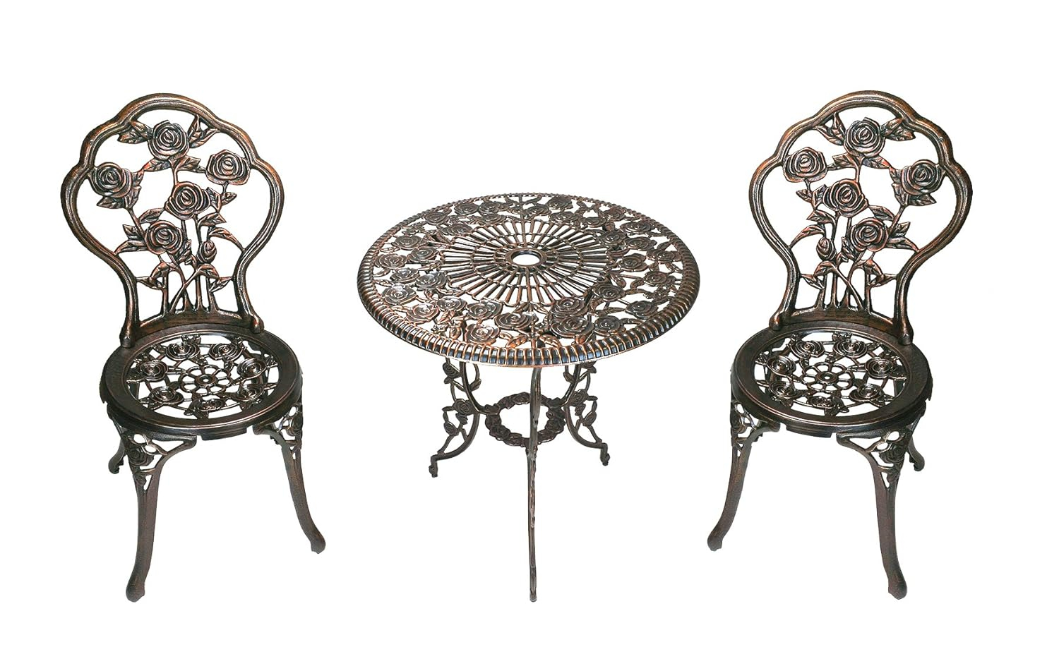 Oakland Living 3-Piece Rose Bistro Set with 23.5-Inch Cast aluminum Top Table