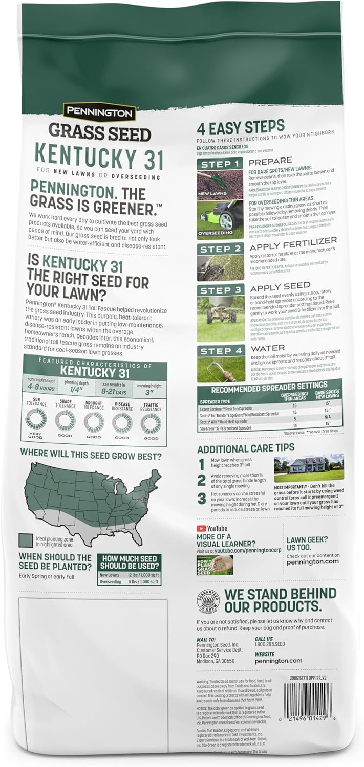Pennington Kentucky 31 Tall Fescue Grass Sun or Shade Grass Seed 7 lb