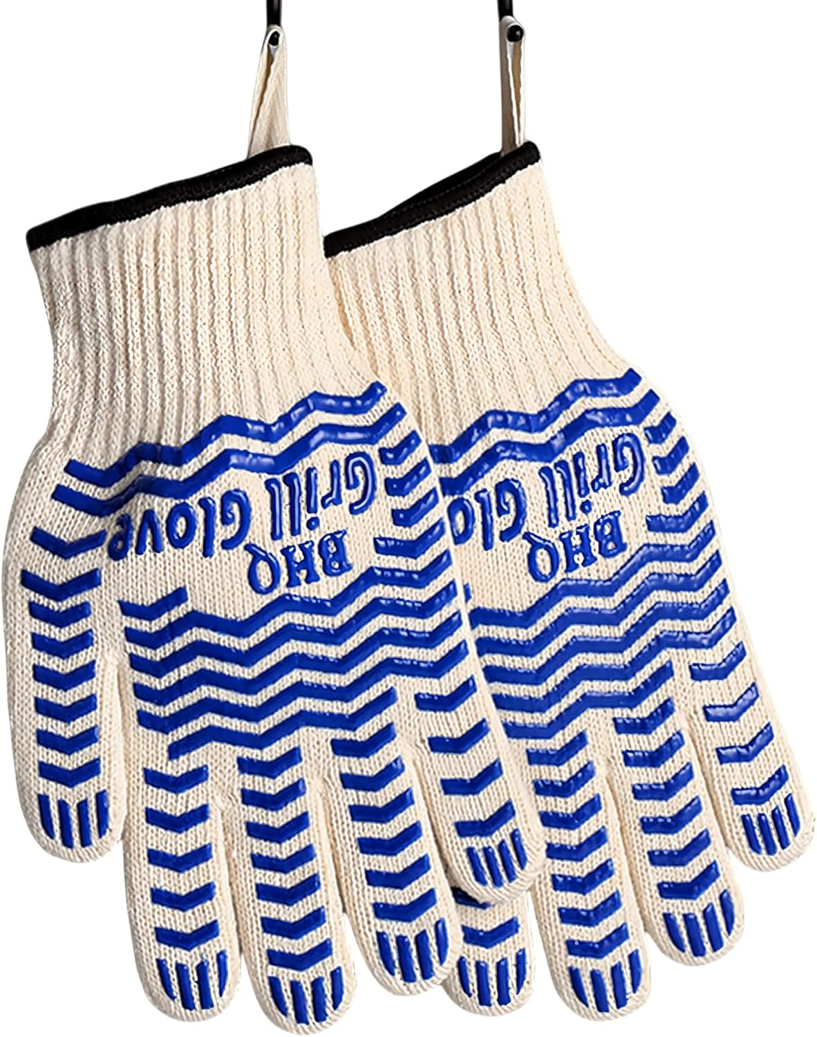 Oven Gloves, Heat Resistant BBQ Oven Glove-BBQ Gloves,Oven Glove Oven Mitts Heat Resistant for Kitchen Potholder,Grill,Grilling,Smoker,Barbeque-1 Pair(Blue)