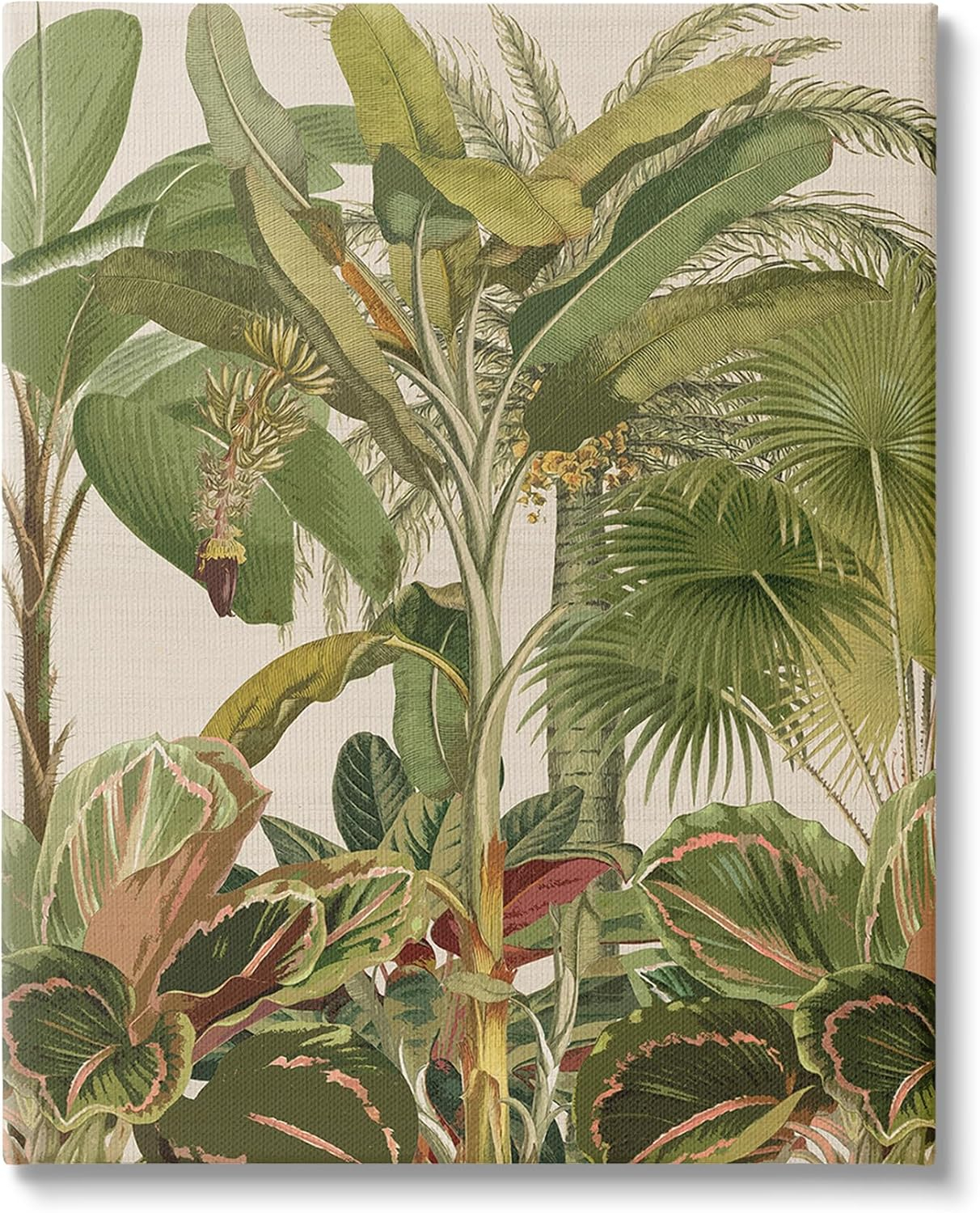 Amber Sterling Tropical Jungle Green and Beige Canvas Wall Art