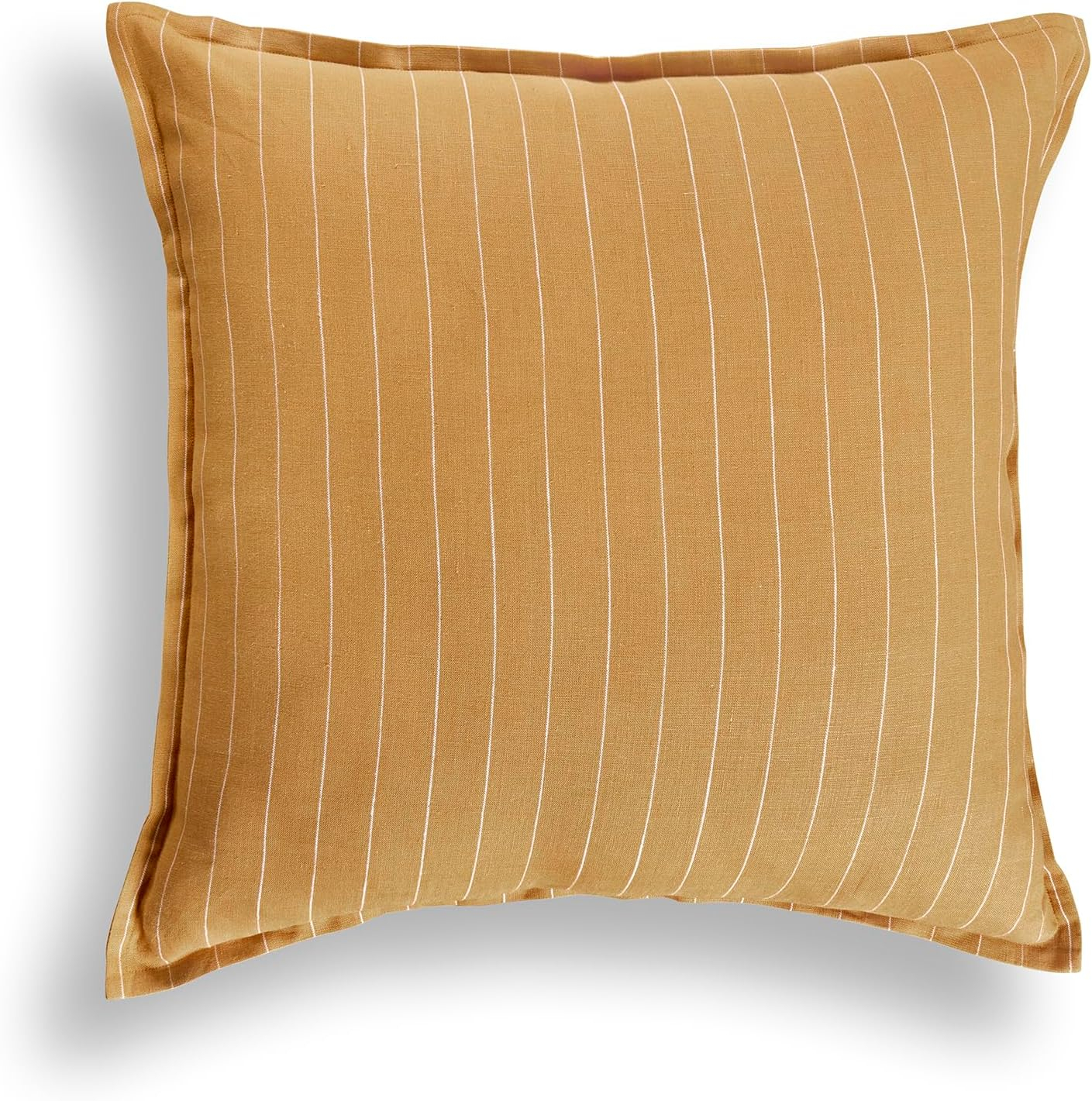Solino Home Linen Pillow Cover 20 x 20 Inch - 100% European Flax Camel and White Decorative Throw Pillow Case with Invisible Zipper - Santa Barbara, Accent Cushion Cover for Couch, Sofa, Bed, Chair
