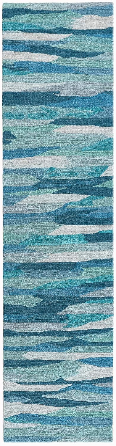 Liora Manne Capri Indoor/Outdoor Handmade Synthetic Blend Durable Area Rug - Contemporary Geometric Casual Colorful (Cloud Aruba) (2' x 8')