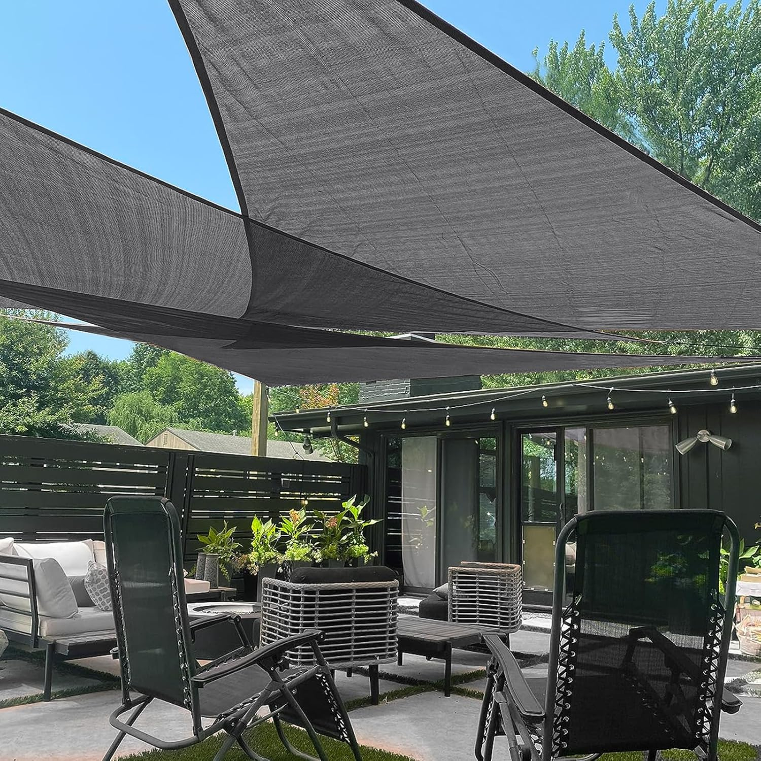 LOVE STORY Sun Shade Sail 16' x 16' x 16' Dark Gray Triangle Canopy UV Block Awning for Outdoor Patio Backyard Garden (We Make Custom Size)