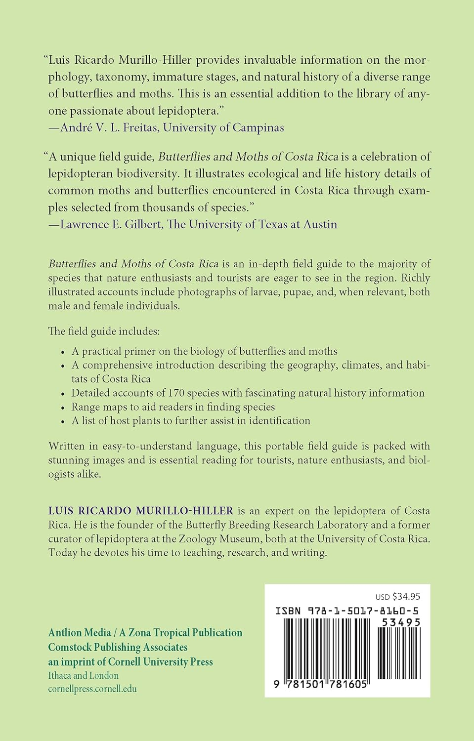 Butterflies and Moths of Costa Rica - (Zona Tropical Publications / Antlion Media) by  Luis Ricardo Murillo-Hiller (Paperback)