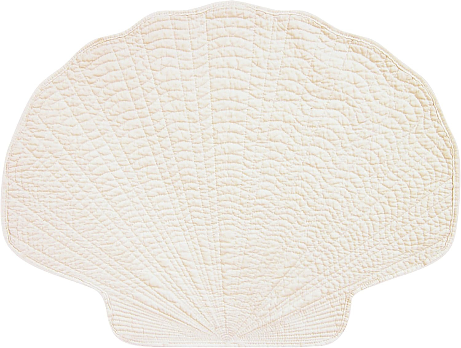 Shell White Cotton Quilted Coastal Placemat Set of 6