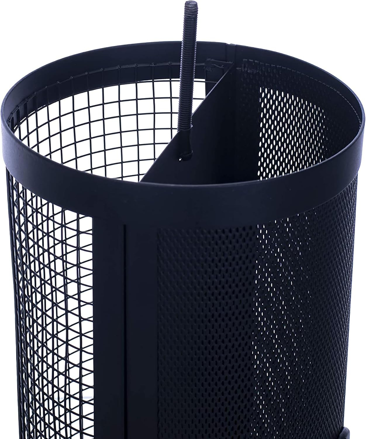 Matte Black Heavy Duty Metal Hanging Bird Feeder with Dual Nut and Seed Compartments