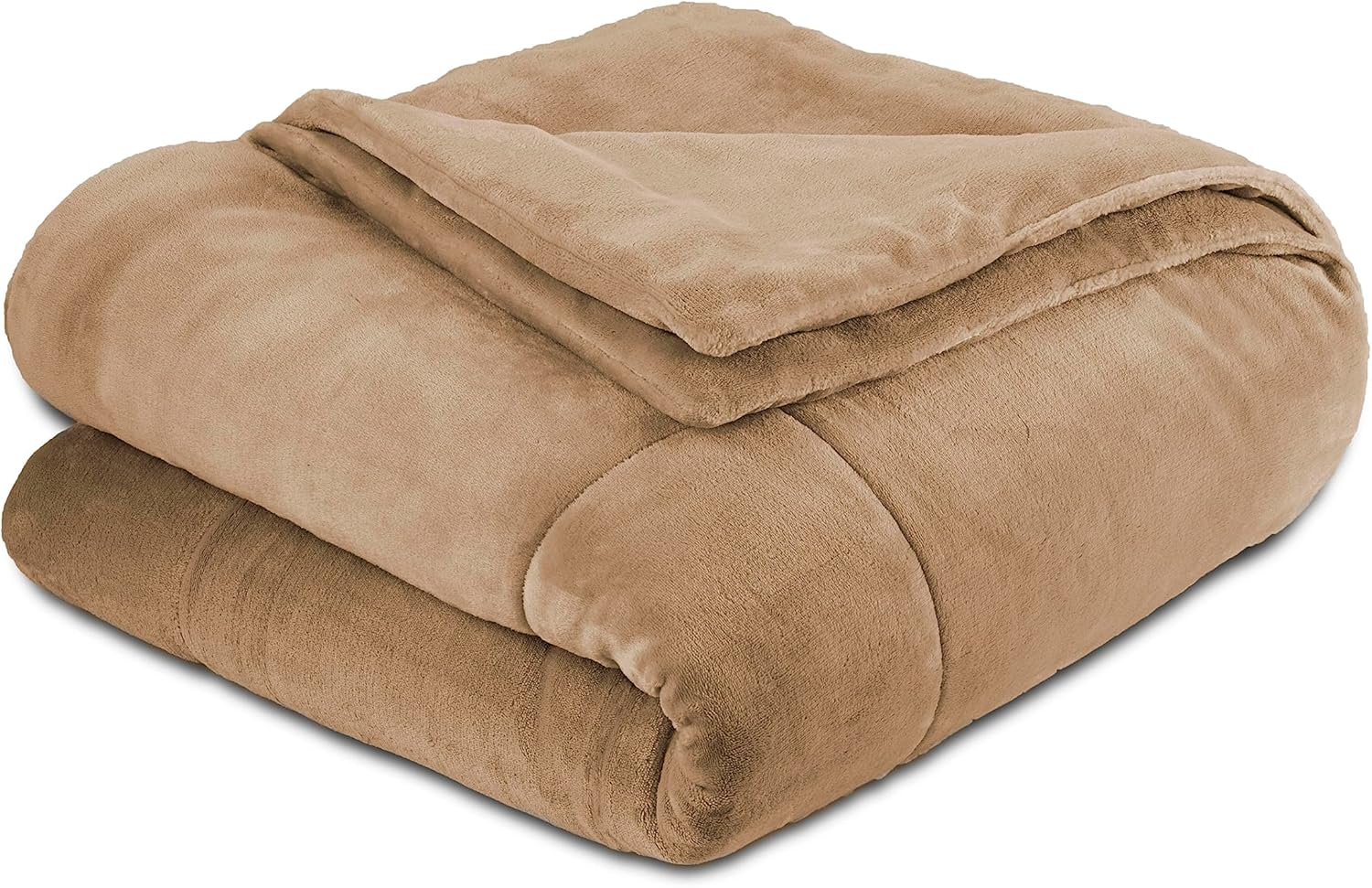 Vellux Queen Plush Lux Warm Blankets - All Season Blankets - Lightweight Quilted Blanket Full Queen Size - Ultra Soft Luxury Hotel Blanket - Box Stitched Blanket (Queen, Beige)
