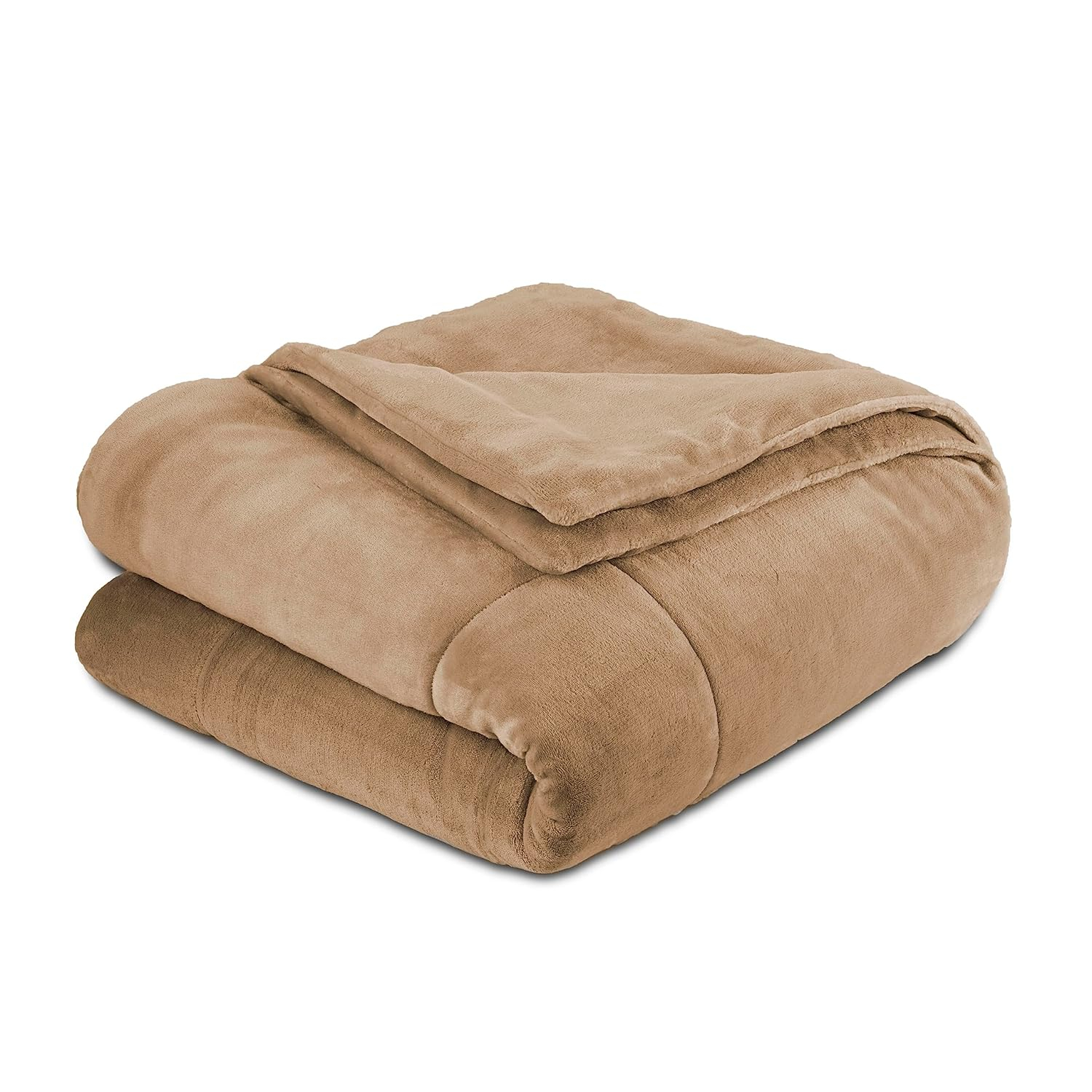 Vellux Queen Plush Lux Warm Blankets - All Season Blankets - Lightweight Quilted Blanket Full Queen Size - Ultra Soft Luxury Hotel Blanket - Box Stitched Blanket (Queen, Beige)
