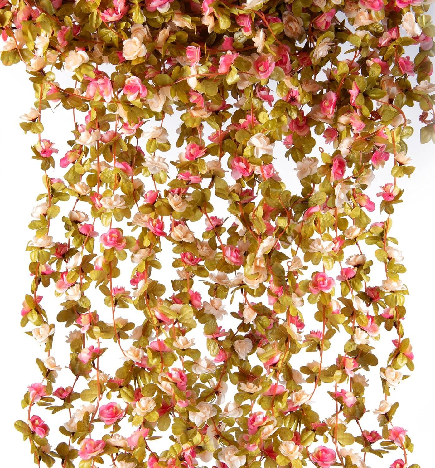 Flower Garland, Artificial Hydrangea Vine Flowers, Hanging Fake Hydrangeas Vine for Room Anniversary Wedding Birthday Christmas Wall Arch Decor, 2 Pcs, Floral Garland, Champagne Flower